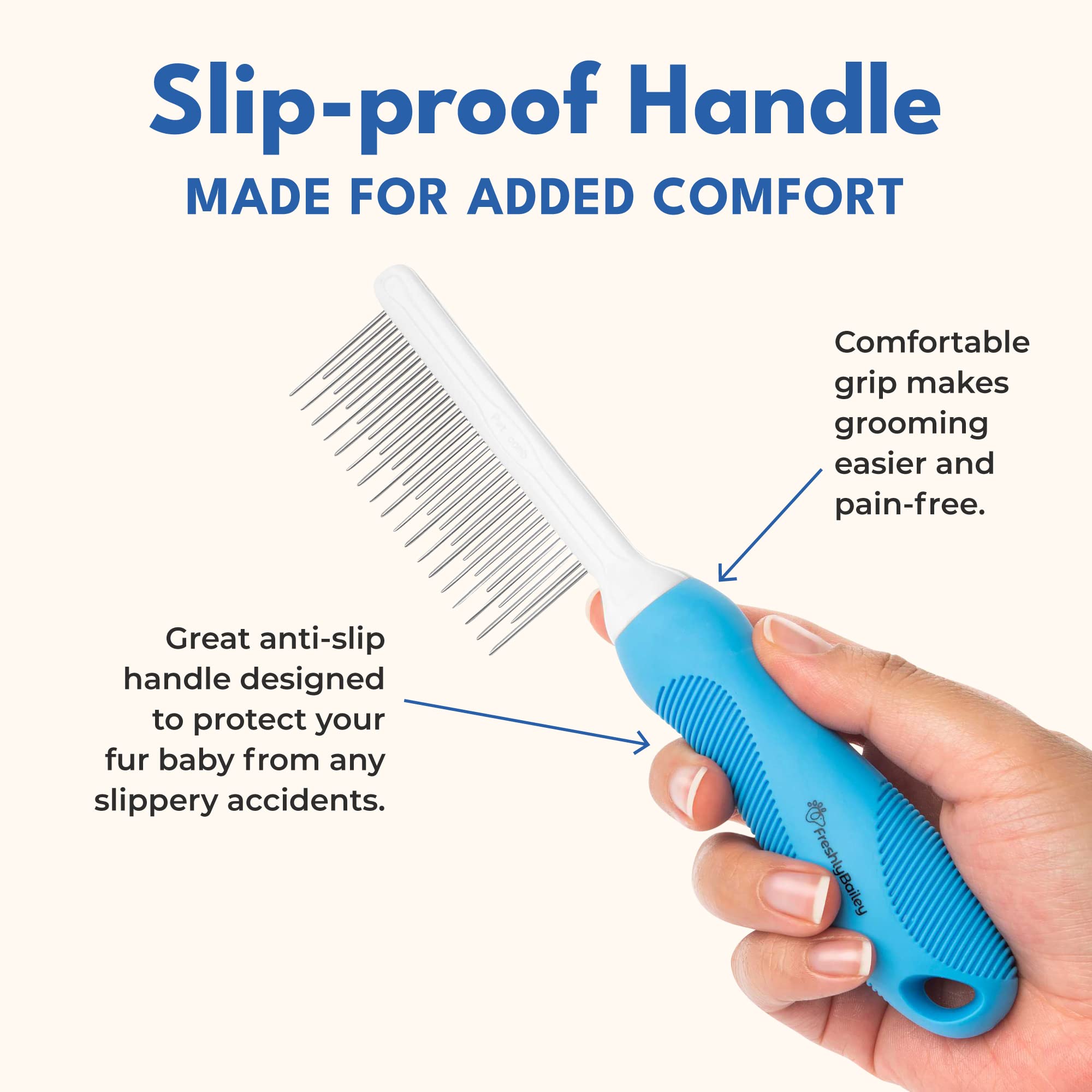 Dog & Cat Combs For Grooming Long Haired Cats & Dogs - Top Pet Detangler Brush For Long & Curly Hair - Comb Removes & Prevents Matted Fur - Perfect For Goldendoodle, Poodle Mixes, And Cat Undercoat