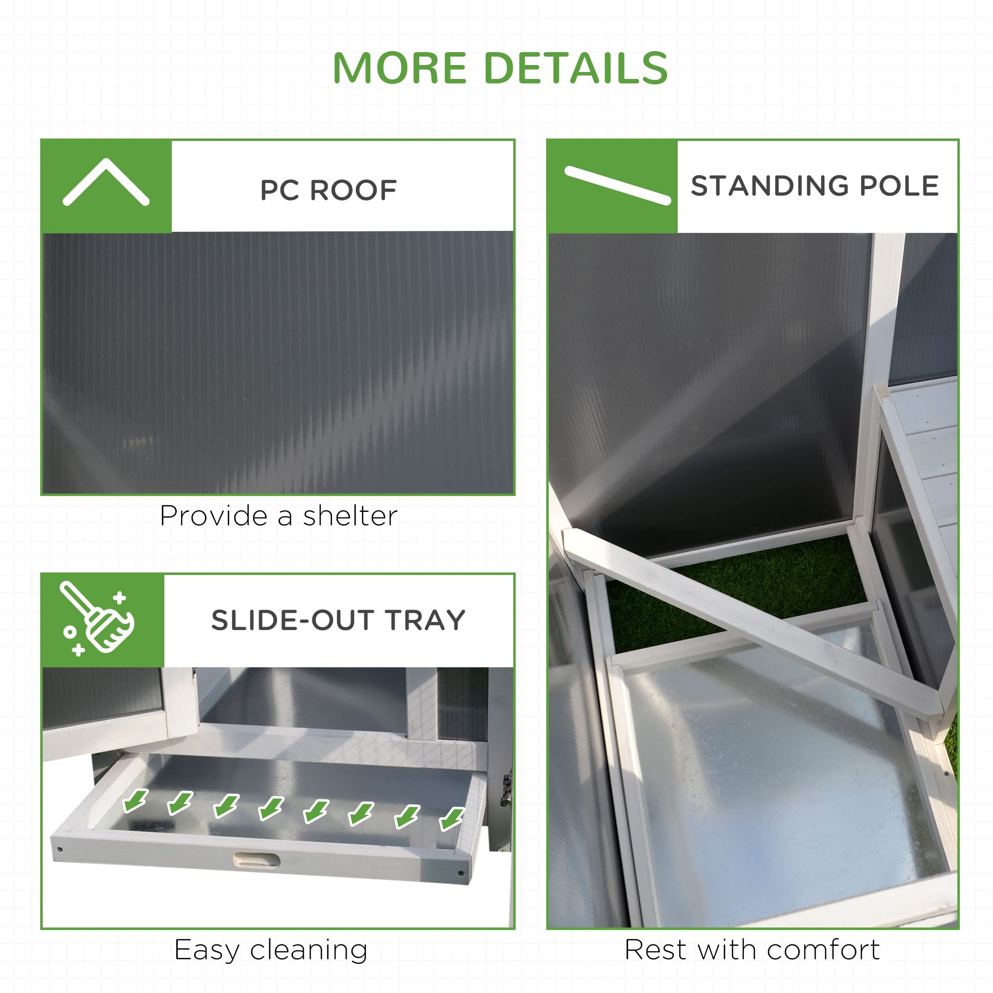 Pawhut 63' Outdoor Chicken Coop Wooden, Chicken Cage With Run Area, Nesting Box, Hen House With Waterproof Roof, Removable Tray
