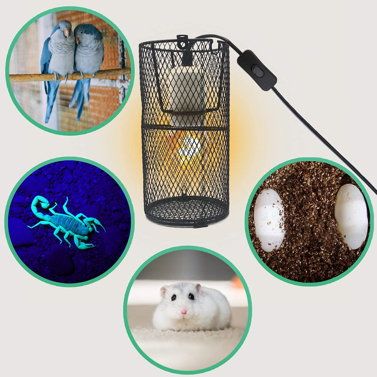 Reptile Heat Lamp Guard Ceramic Heat Emitter Basking Heater Lamp Reptile Accessories For Turtle Snakes Lizards Frogs Chicks With