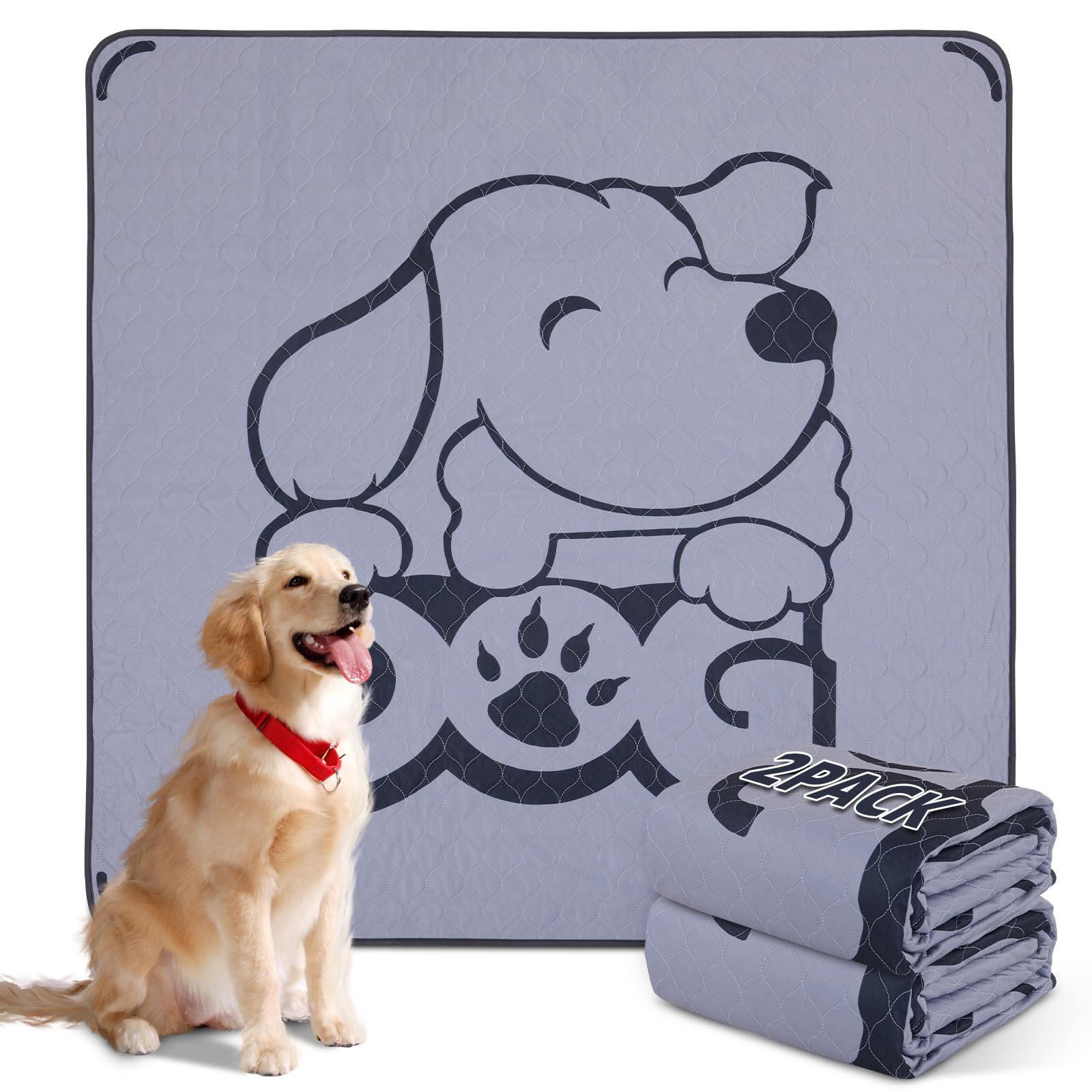 Washable Pee Pads For Dogs: 48X48 Inches Reusable Puppy Pads - Absorbent Whelping Pads, Non-Slip Waterproof Pet Training Pads Fo