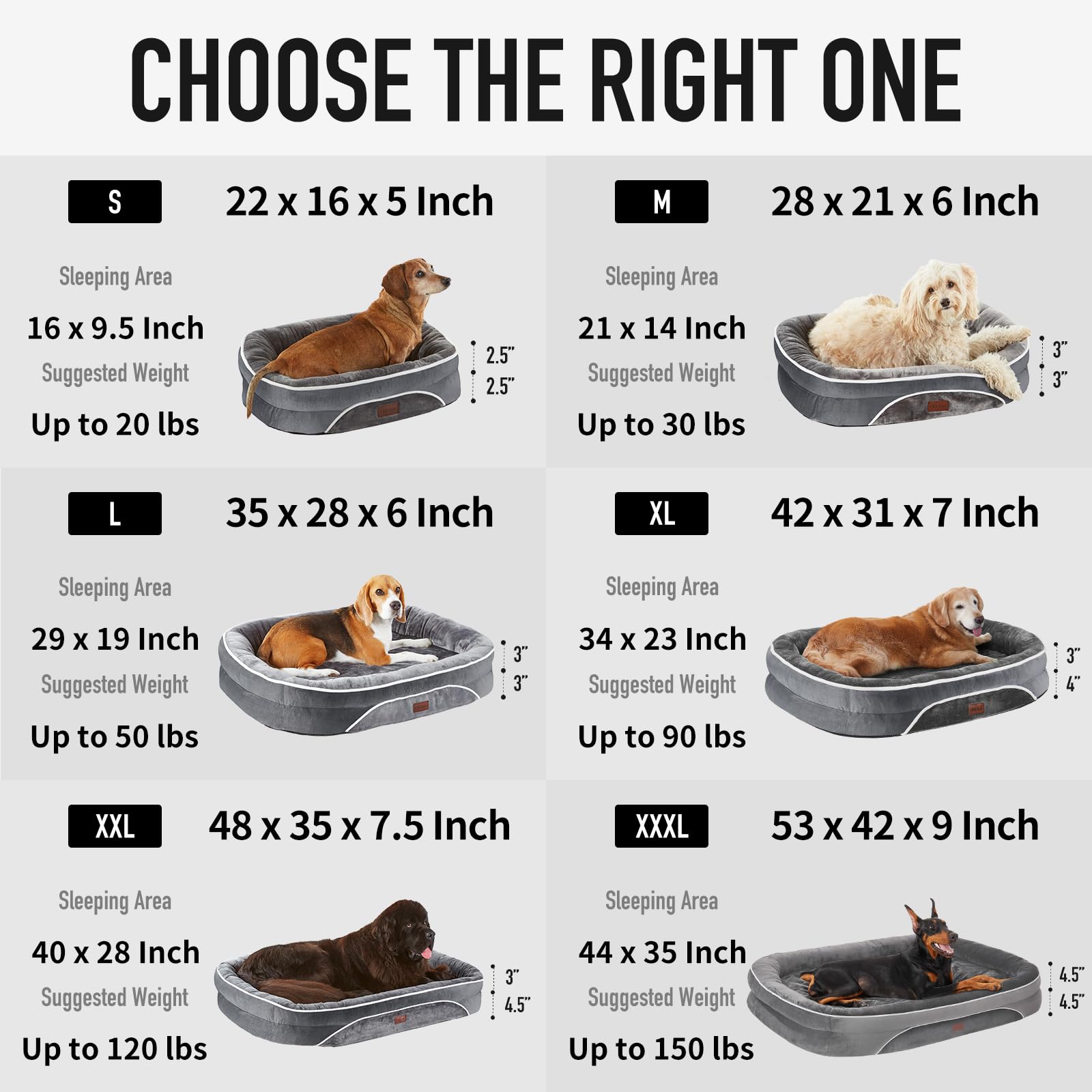 Ohgeni Orthopedic Big Dog Couch Xx-Large Sized Pet Beds For Fathers Gifts With Comfort Foam Support, Soft Indestructible Fabric,