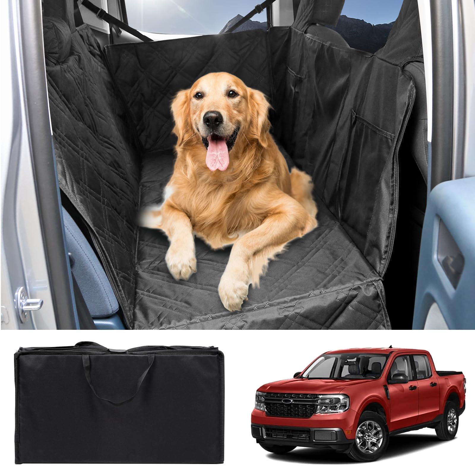 Mabett Dog Seat Covers For Ford Maverick 2025 2024 2023 2022 Accessories, Back Seat Hammock Extender For Pets Include Door Sides
