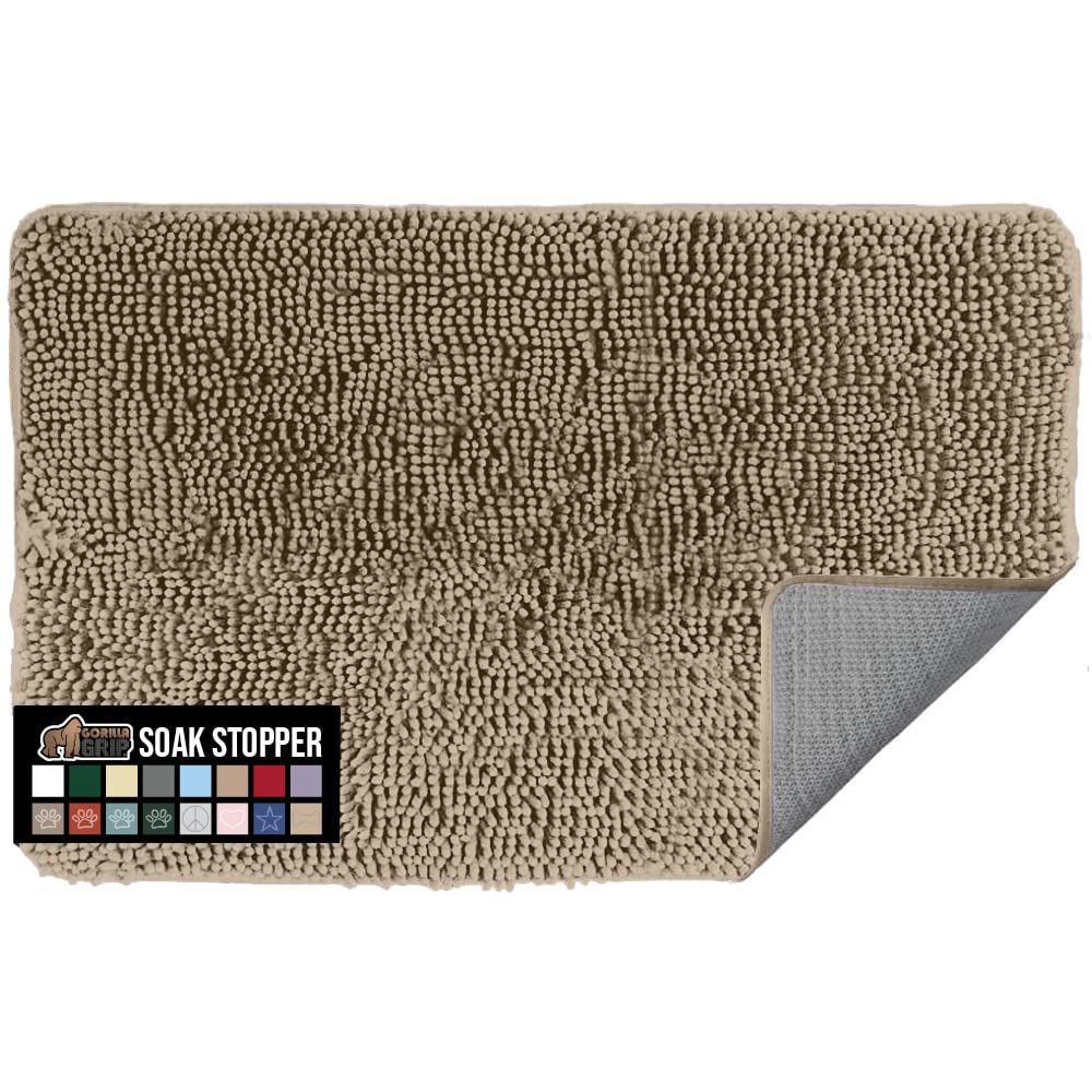 GORILLA GRIP Dog Doormat, Absorbent Doormats for Muddy Dogs Paws, 48x30 Machine Washable Soakstopper Rugs, Cleaner Floors, US De