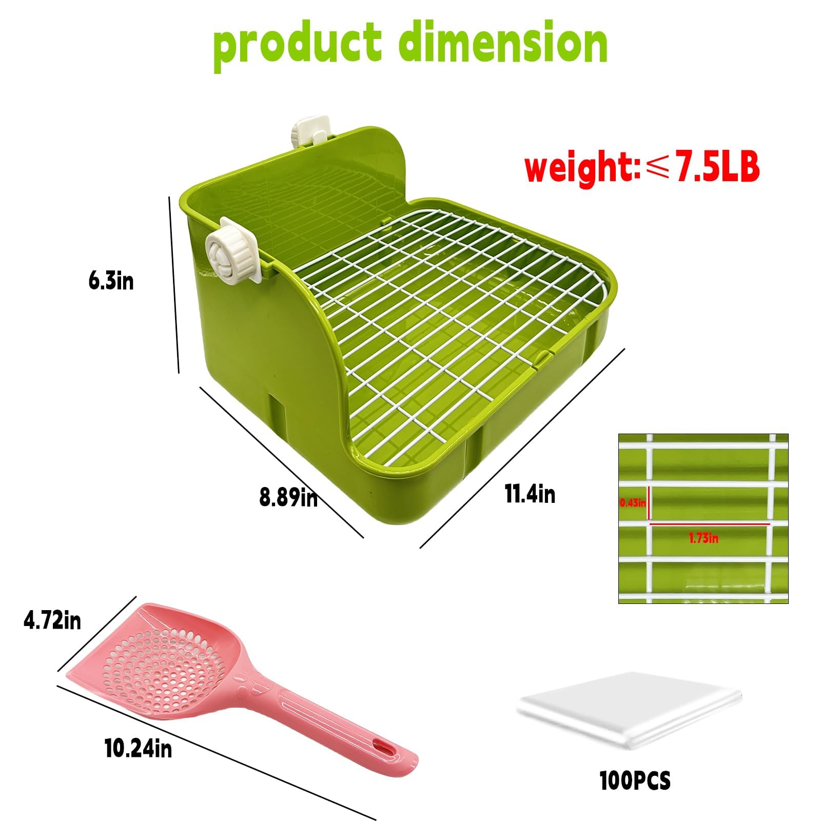 2Pcs Rabbit Litter Box Trainer Bunny Corner Toilet Rat Litter Pan For Cage With Scoop & Disposable Liner For Bunny Guinea Pig Fe