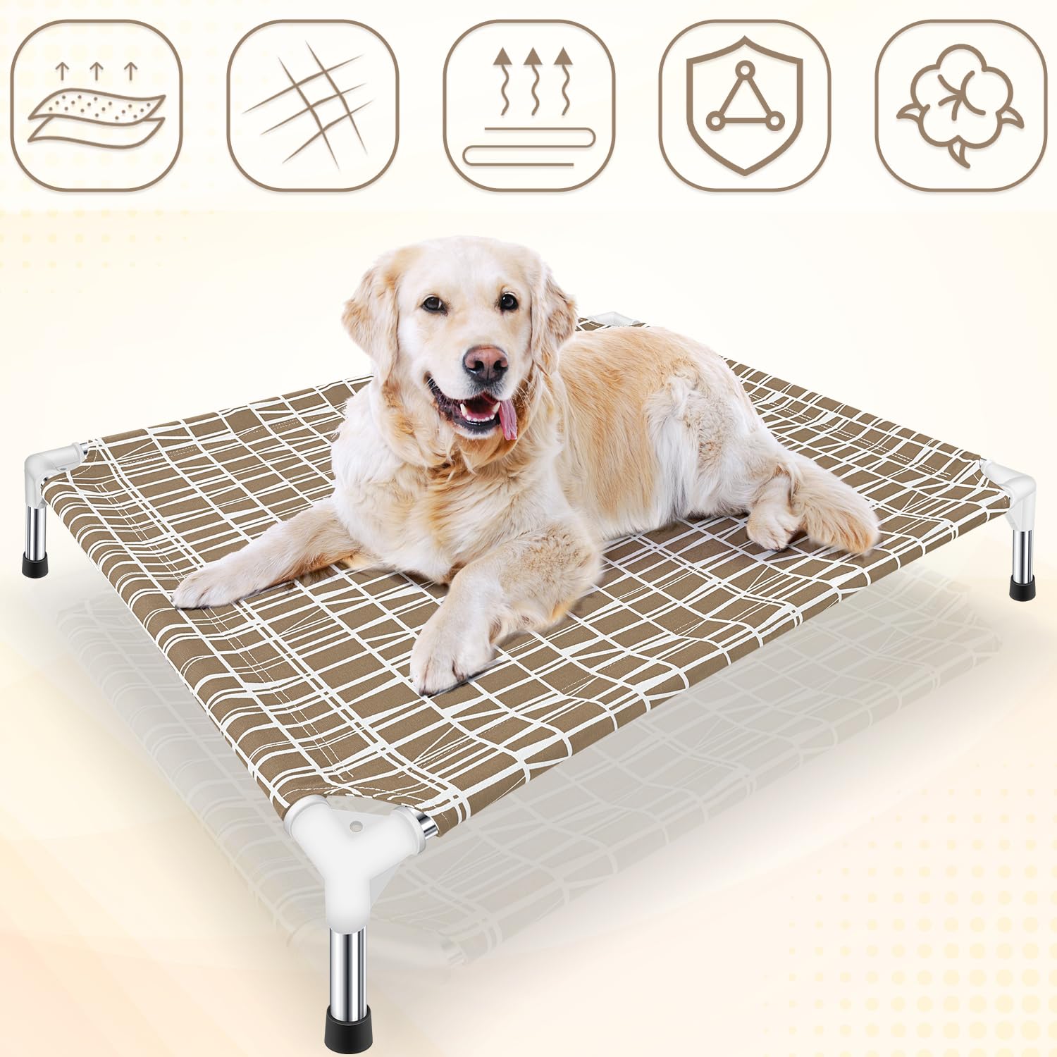 Dopliv Elevated Dog Bed - Raised Pet Cot, Medium Size, Portable Indoor & Outdoor Dog cot Bed, Soft and Comfortable, Pet Bed for