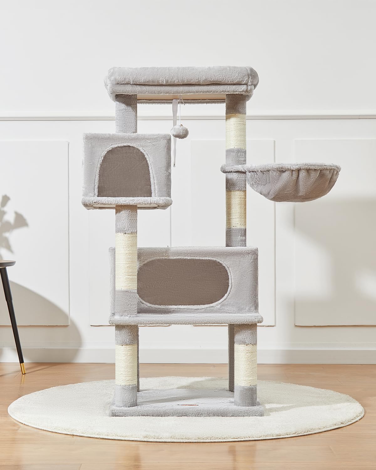 Taoqimiao Cat Tree,49-Inch Cat Tower For Indoor Cats,2 Luxurious Cat Condo With Adjustable Large Hanging Baskets And Large Luxur