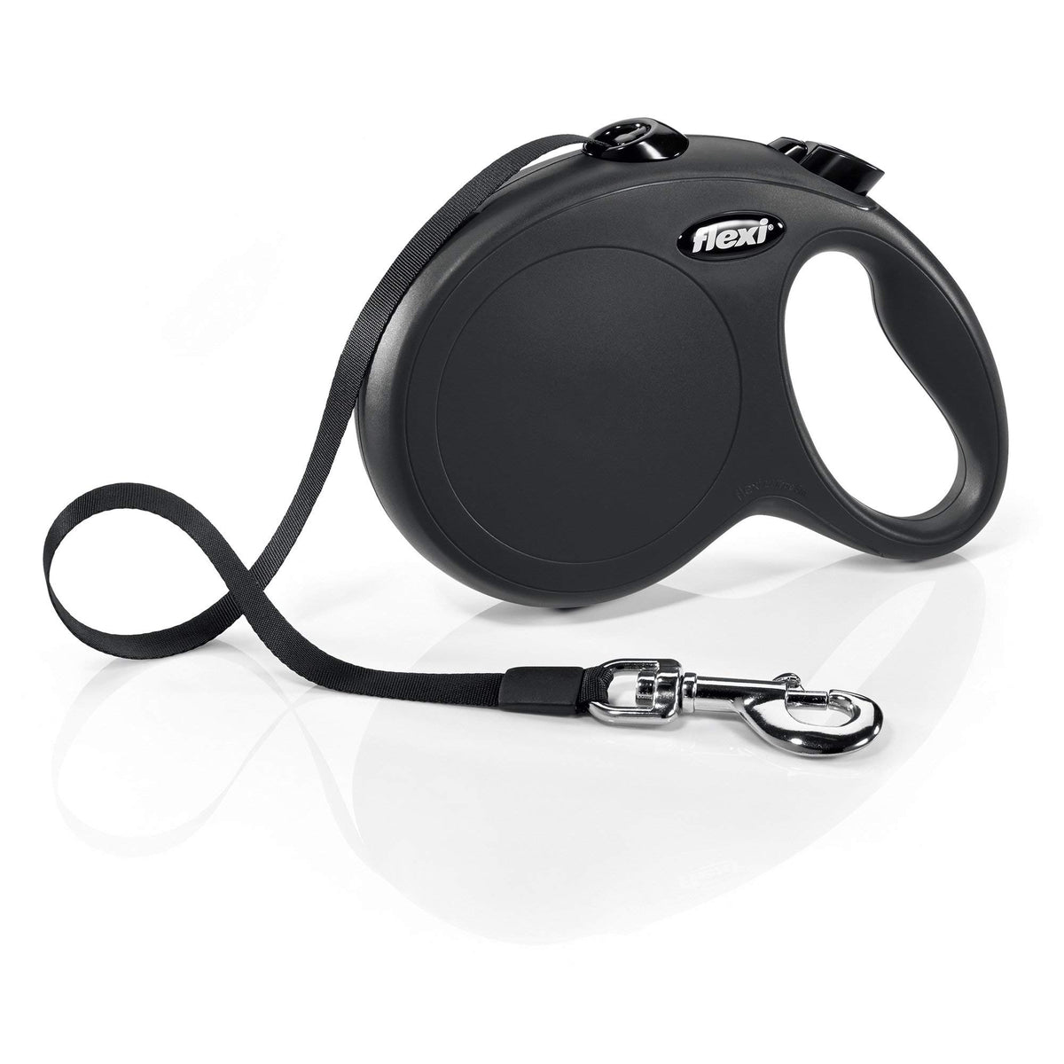 Flexi New Classic Retractable Dog Leash (Tape), 16 Ft, Large, Black