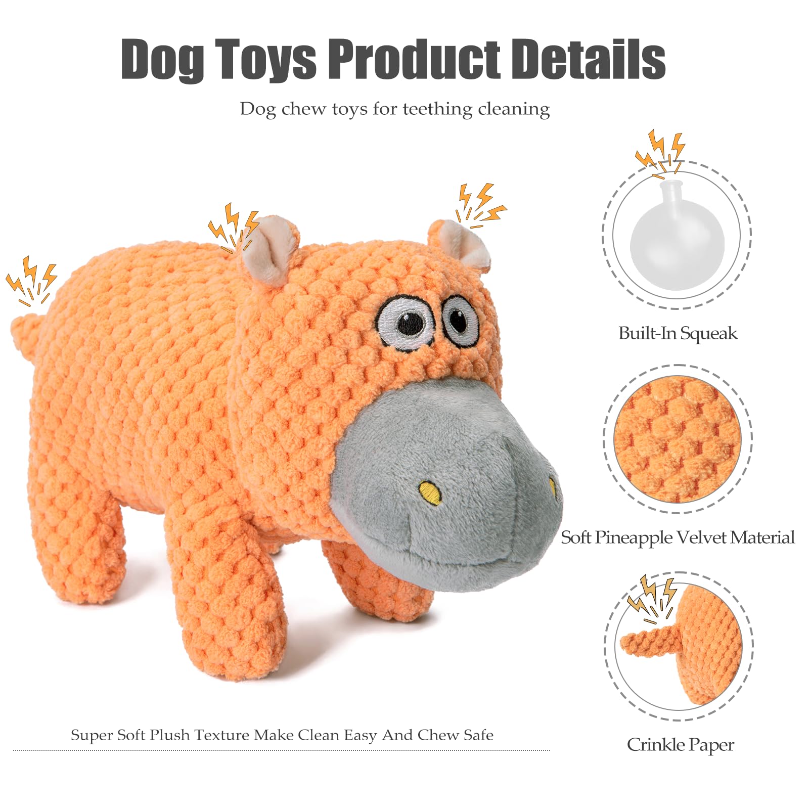 Angelisdoll Squeaky Dog Toys For Aggressive Chewers, Plush Chew Toy, Durable Crinkle Dog Toys To Keep Them Busy, Pet Toys For Pu