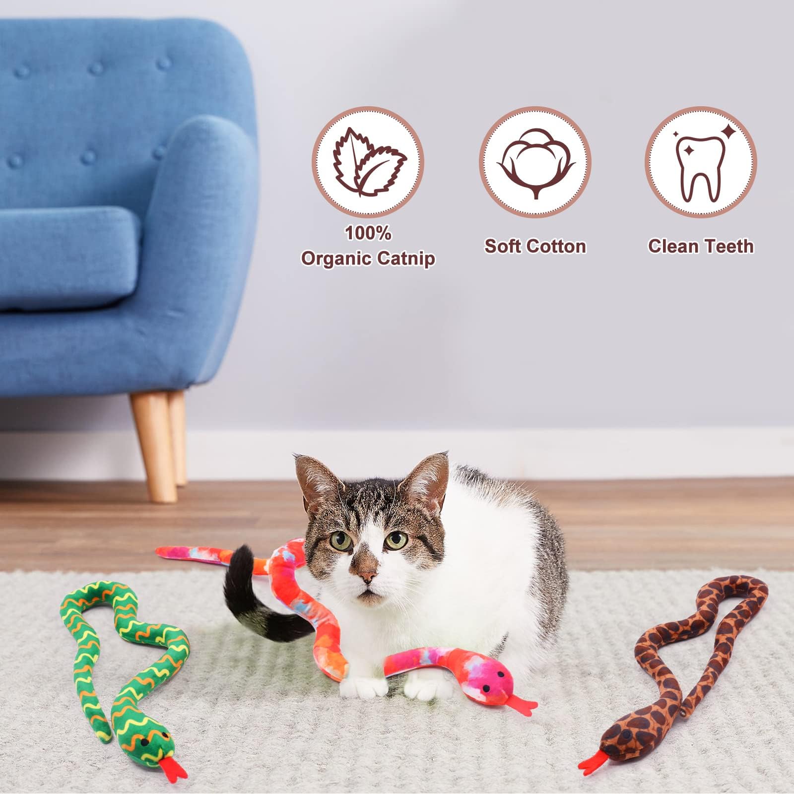 Ciyvolyeen Snake Catnip Toys Kitten Supplies Interactive Catnip Toys For Indoor Cats Snakes Cat Toy Novelty Gift For Cat Lovers