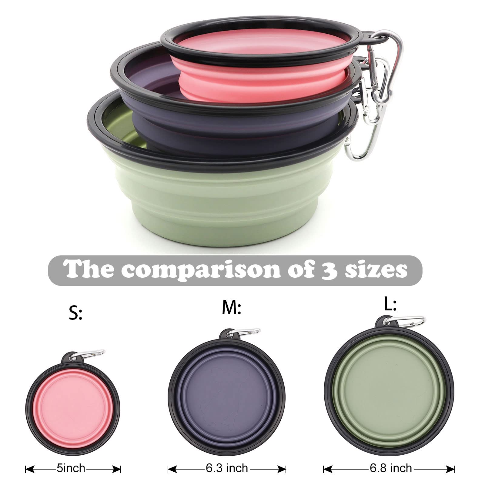 Collapsible 2-Pack Small Dog Travel Bowl, Collapsible Bowls For Dogs, Foldable Cat Water Bowl, Portable Pet Feeding Watering Tra