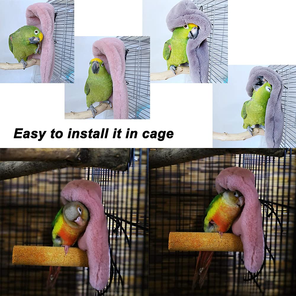 Sinfun 2 Pieces Bird Cozy Corner Fleece Bird Blanket Parrot Warm Nest House Bed Hanging Hammock Toy Plush Snuggle Hut Cage Beddi