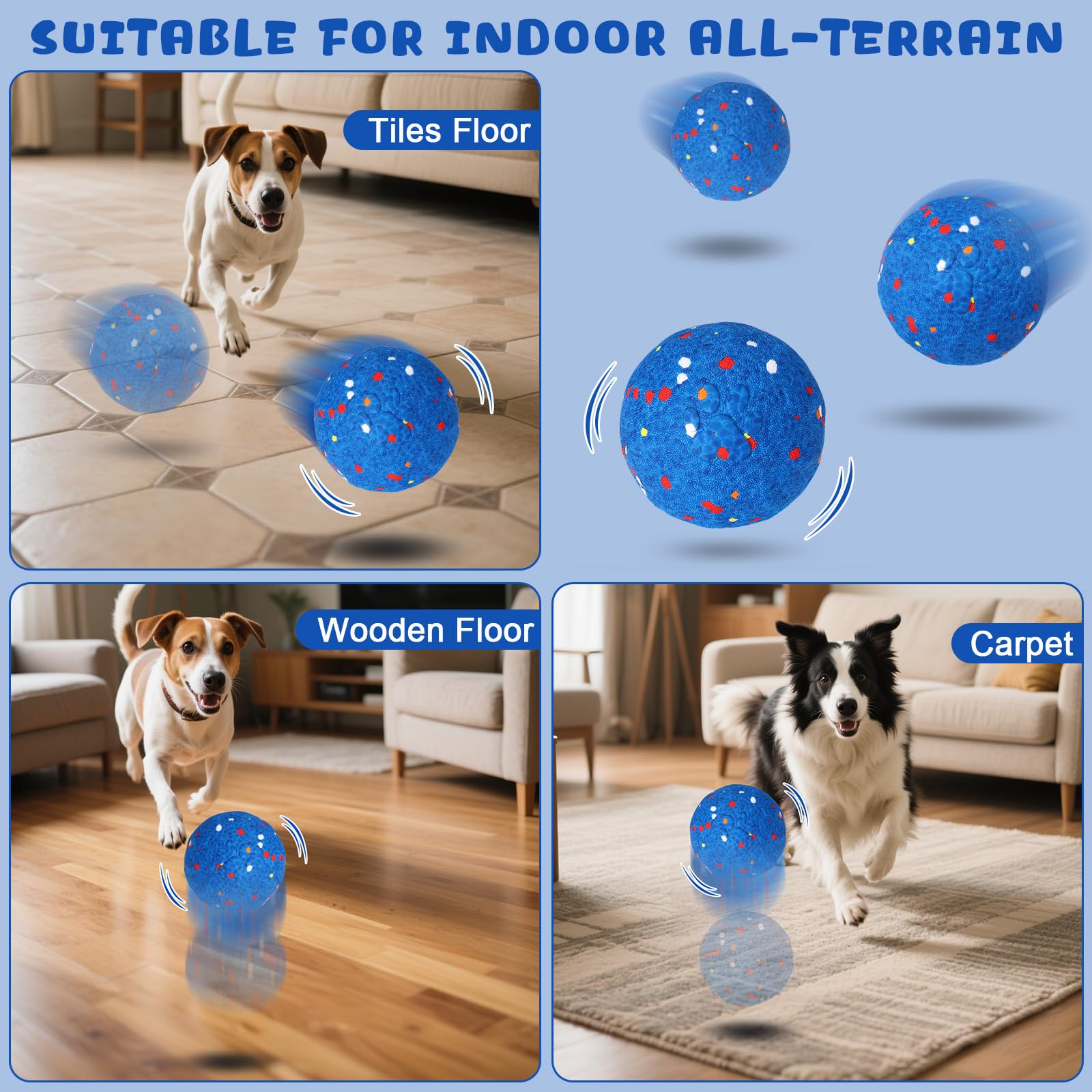 Baborui E-Tpu Interactive Dog Ball, Automatic Interactive Dog Toys For Aggressive Chewers, Rechargeable Indestructible Dogs Ball