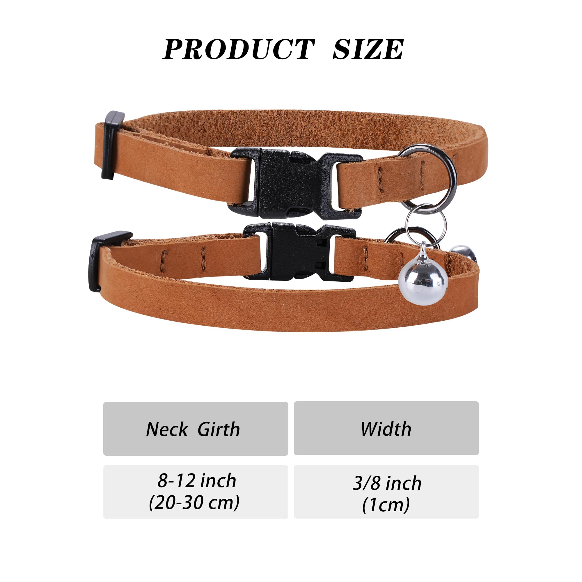 Daihaqiko Leather Cat Collar With Bell, Cat Collar, Kitten Collar, Small And Big Cat Collar For Boy Girl Cats(9.8'- 12.6')