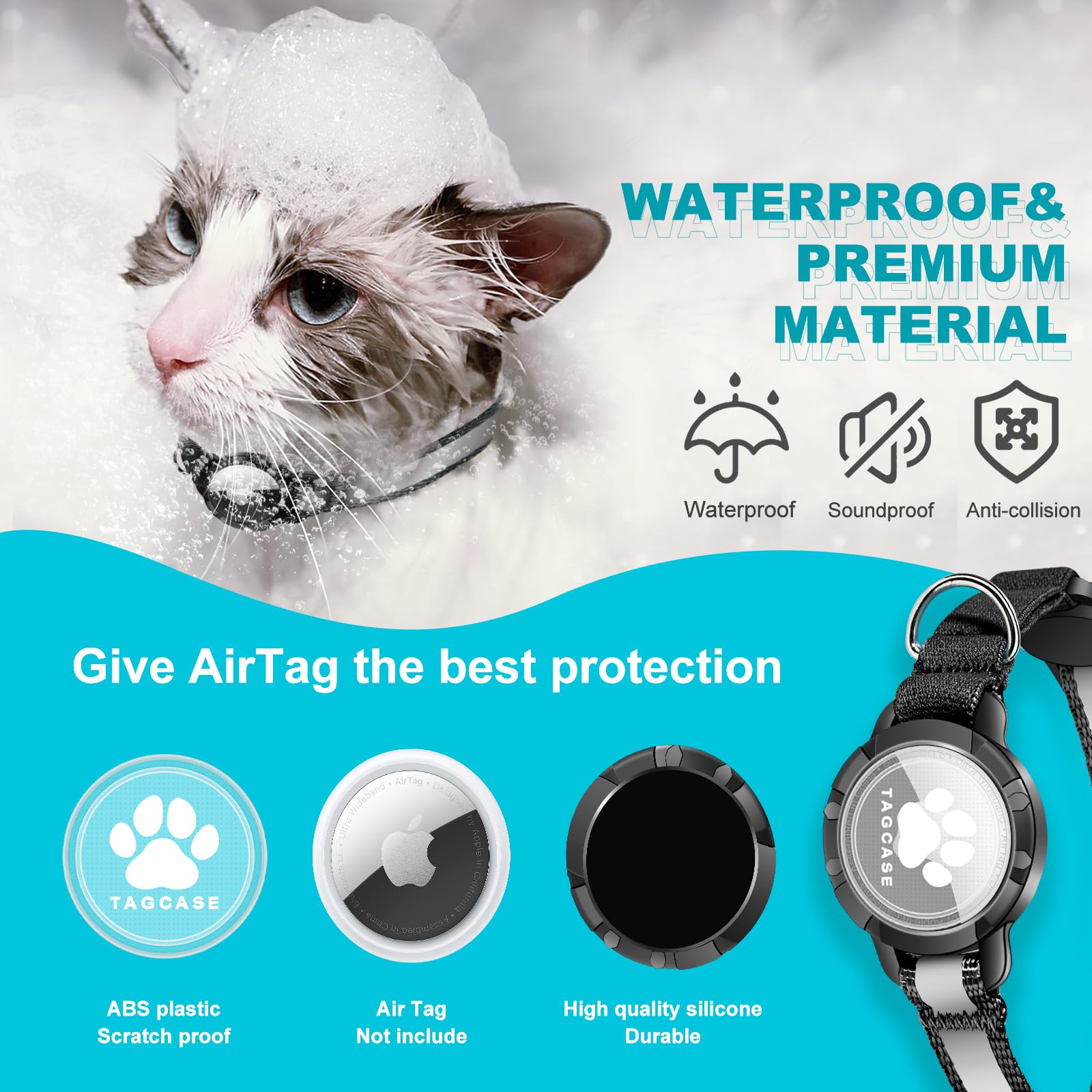 Airtag Cat Collar - Breakaway Cat Collar With Bells, Luminous & Reflective Design, Lightweight Kitten Collar For Apple Air Tag,