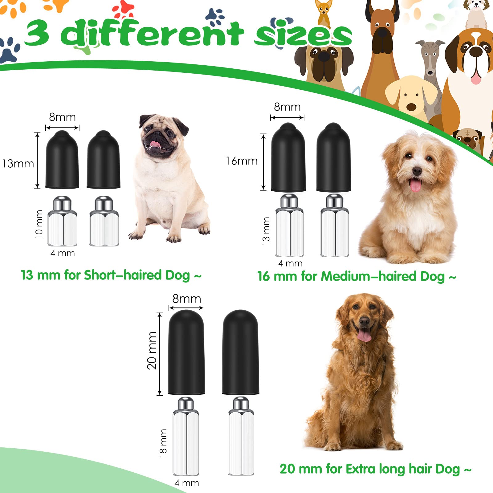 Zhengmy 36 Pieces Dog Shock Collar Rubber Tips Prong Dog Collar Training Replacement Parts Column Rubber Sleeve Silicone Covers