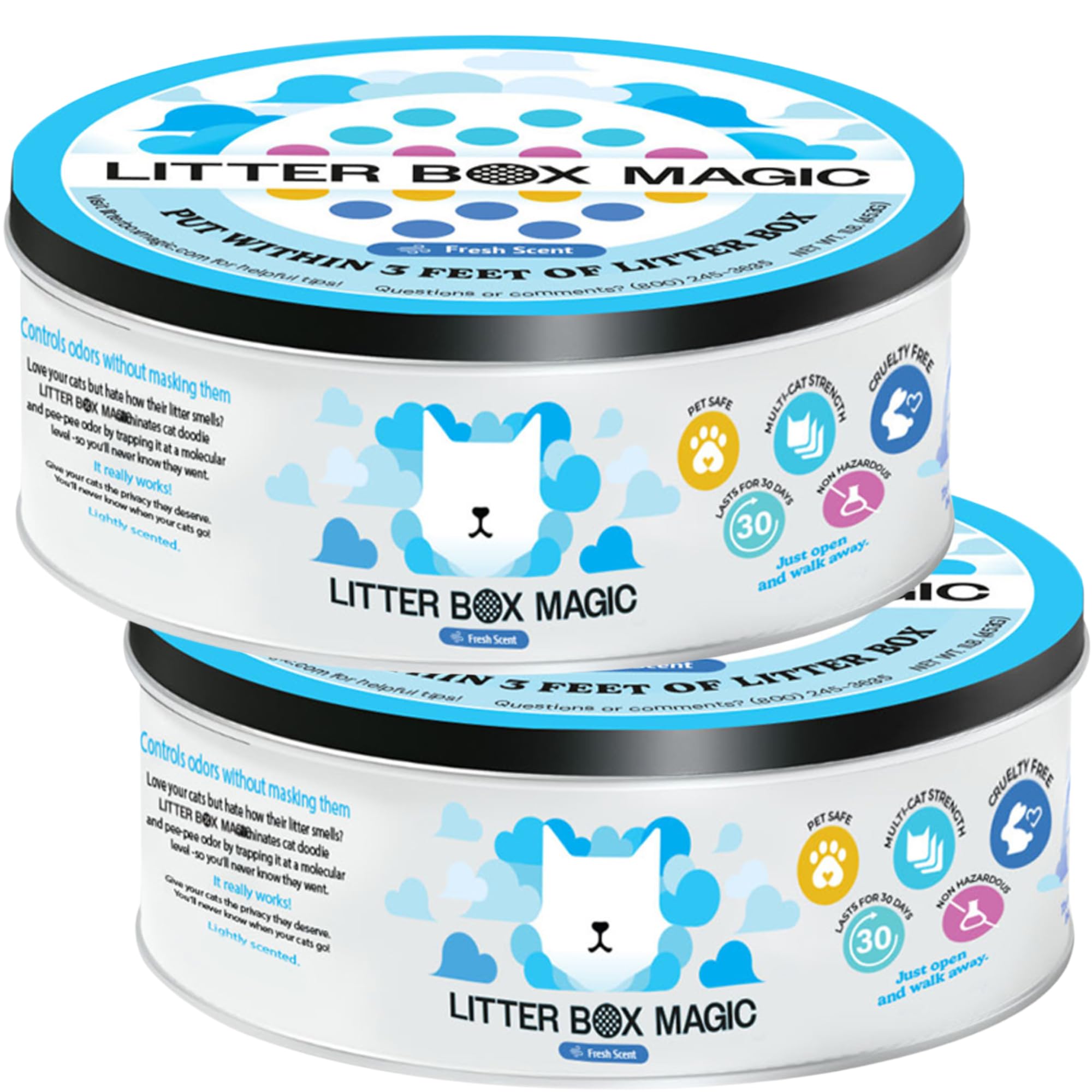 Litter Box Magic Cat Litter Deodorizer Jar (Fresh Scent, 16 Oz, Pack Of 2) - Cat Litter Odor Absorber Gel In A Jar - Litter Box 