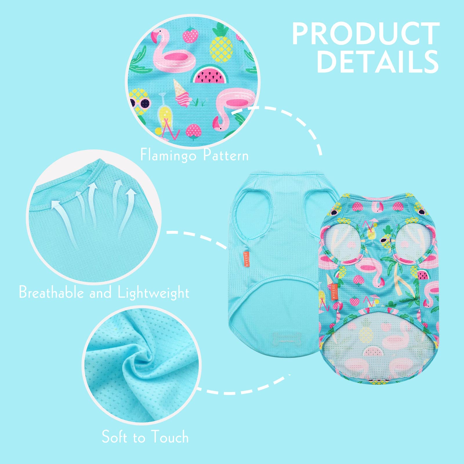 Kyeese 2 Pack Medium Dogs Shirts Hawaii Breathable Dog T-Shirts Soft Tank Top Sleeveless Vest Dog Tee Shirts Dog Apparel Great For Summer Flamingo Pattern