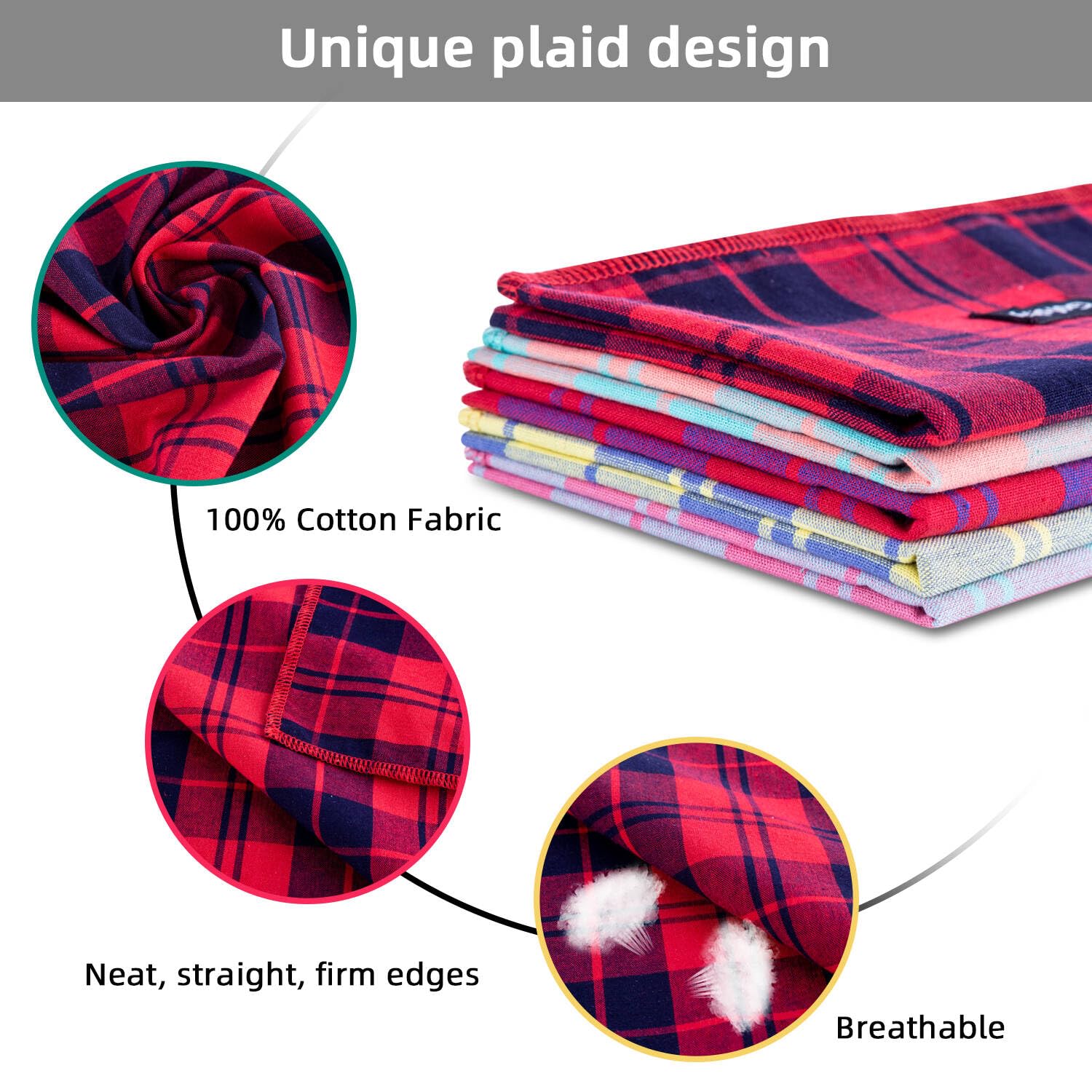 Gofshy Spring Dog Bandana Small-Dog Scarf Vibrant Color Pink Green Plaid Printing Adjustable Bib Handkerchief Accessories For Small Dogs Cats (S)