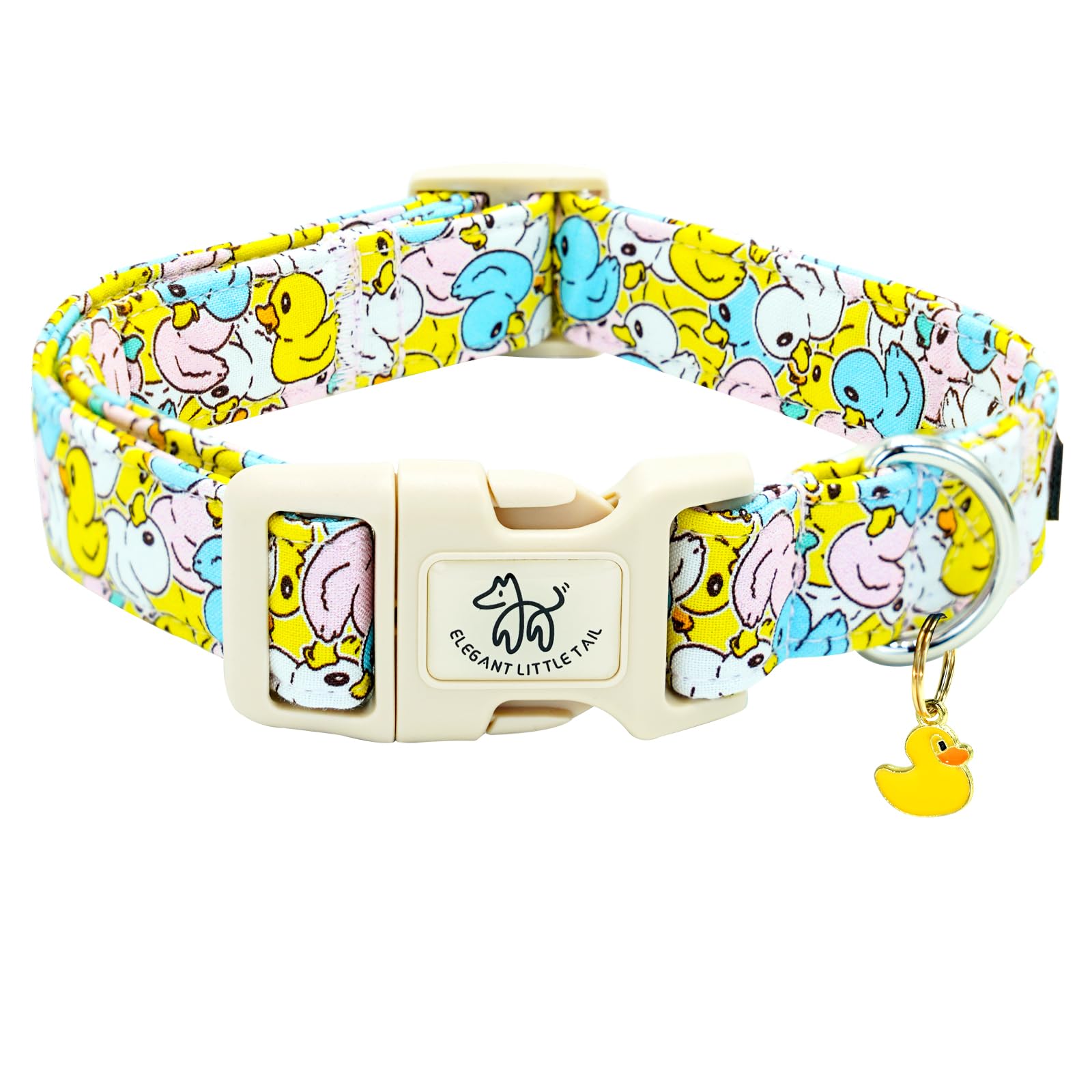 Elegant Little Tail Dog Collar-Cute Dog Pet Collars Duck Print Puppy Adjustable Soft Cotton Girl Boy Dog Collars For Small Mediu