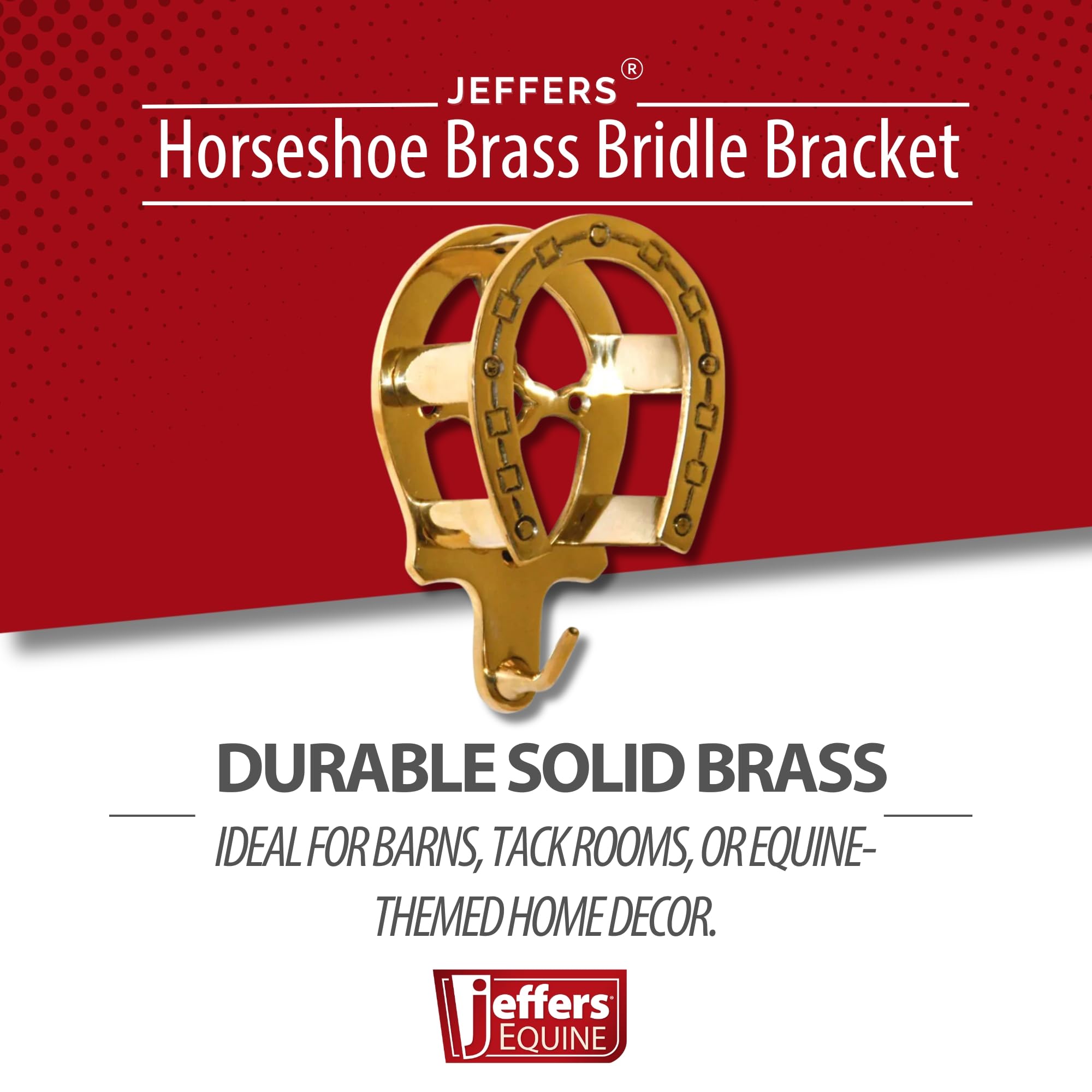Jeffers Horseshoe Brass Bridle Bracket - Fancy Wall Bridle Holder & Blanket Rack For Tack Room Storage - Barn Accessories, Halte