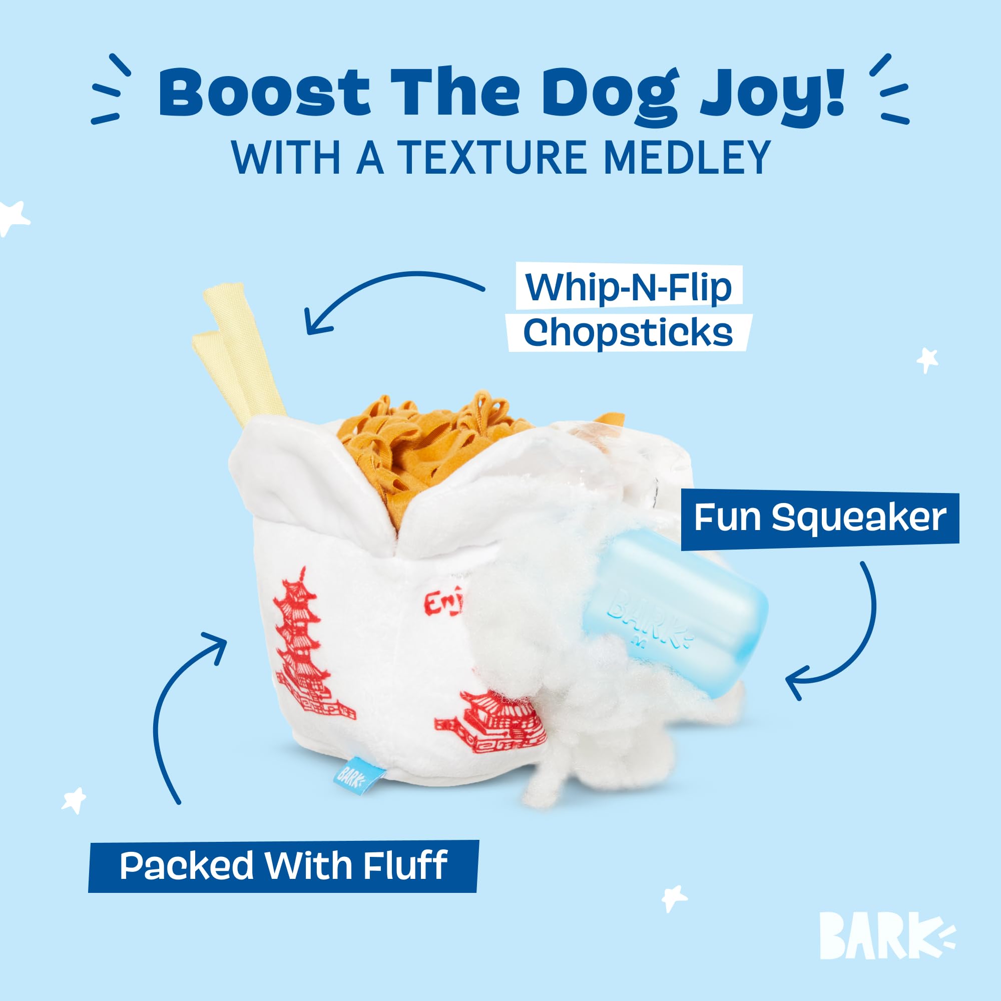 Barkbox Squeaky Dog Toys - Plush And Squeak Chew Toys | Puppy And Pet Toys For Small To Medium Dogs | Chow Chow Mein (Medium)