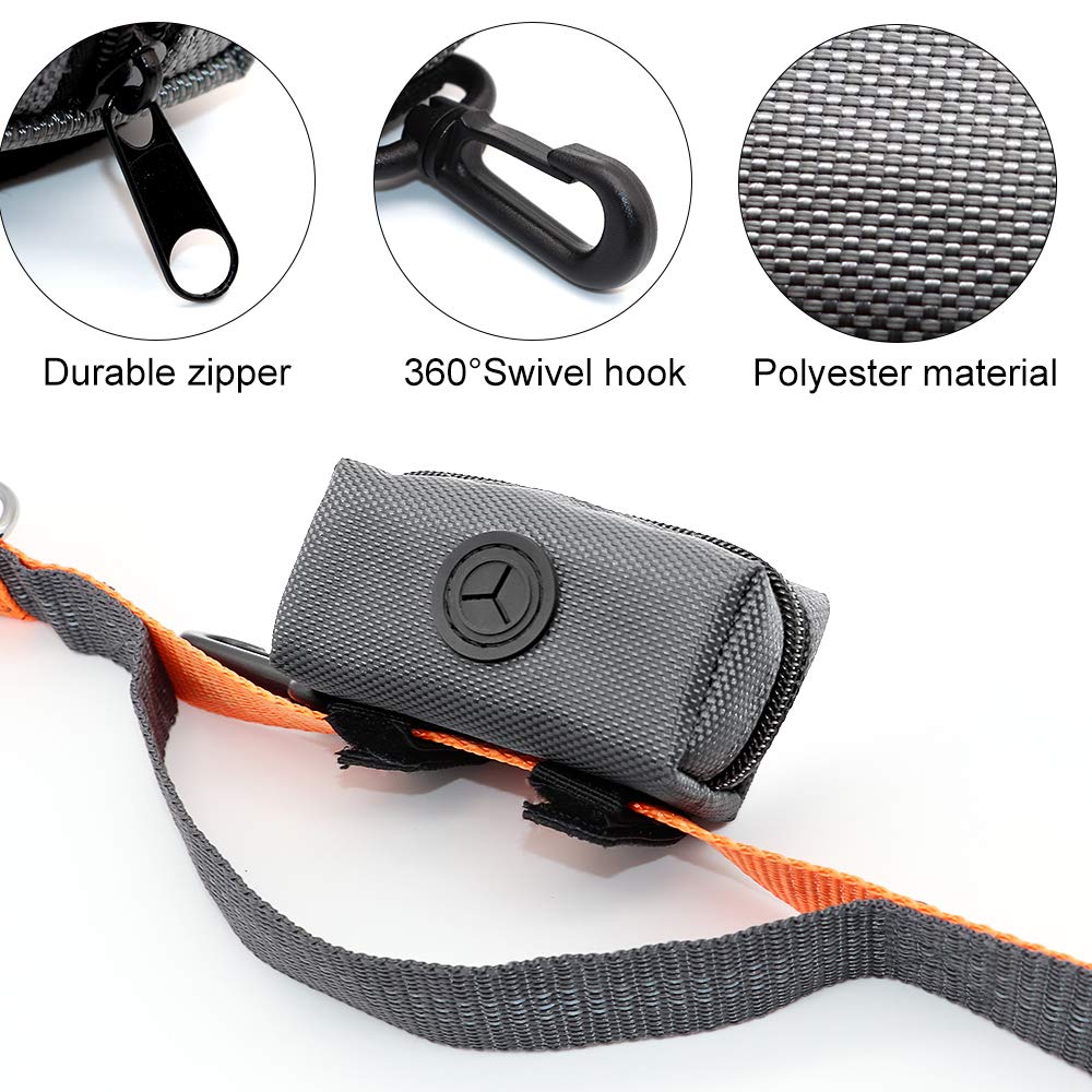 Slson Pet Waste Bag Dispenser Zippered Pouch,Portable Dog Poop Bag Holder Leash Attachment Lightweight Fabric Bags (Light Grey)