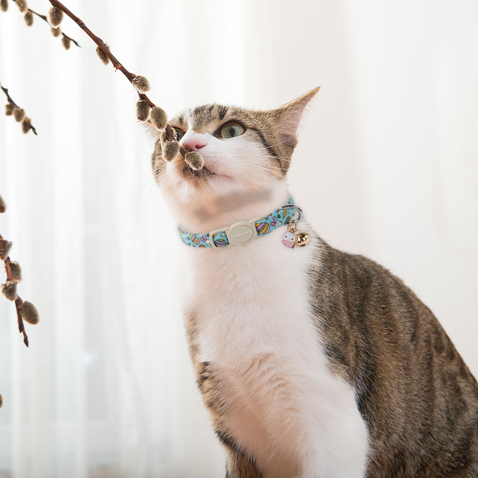 Cat Collar,2 Pack Easter Day Cat Collars Breakaway With Bell, Dogwong Safety Buckle Egg Cat Collar Rabbit Cat Collar For Girl Bo