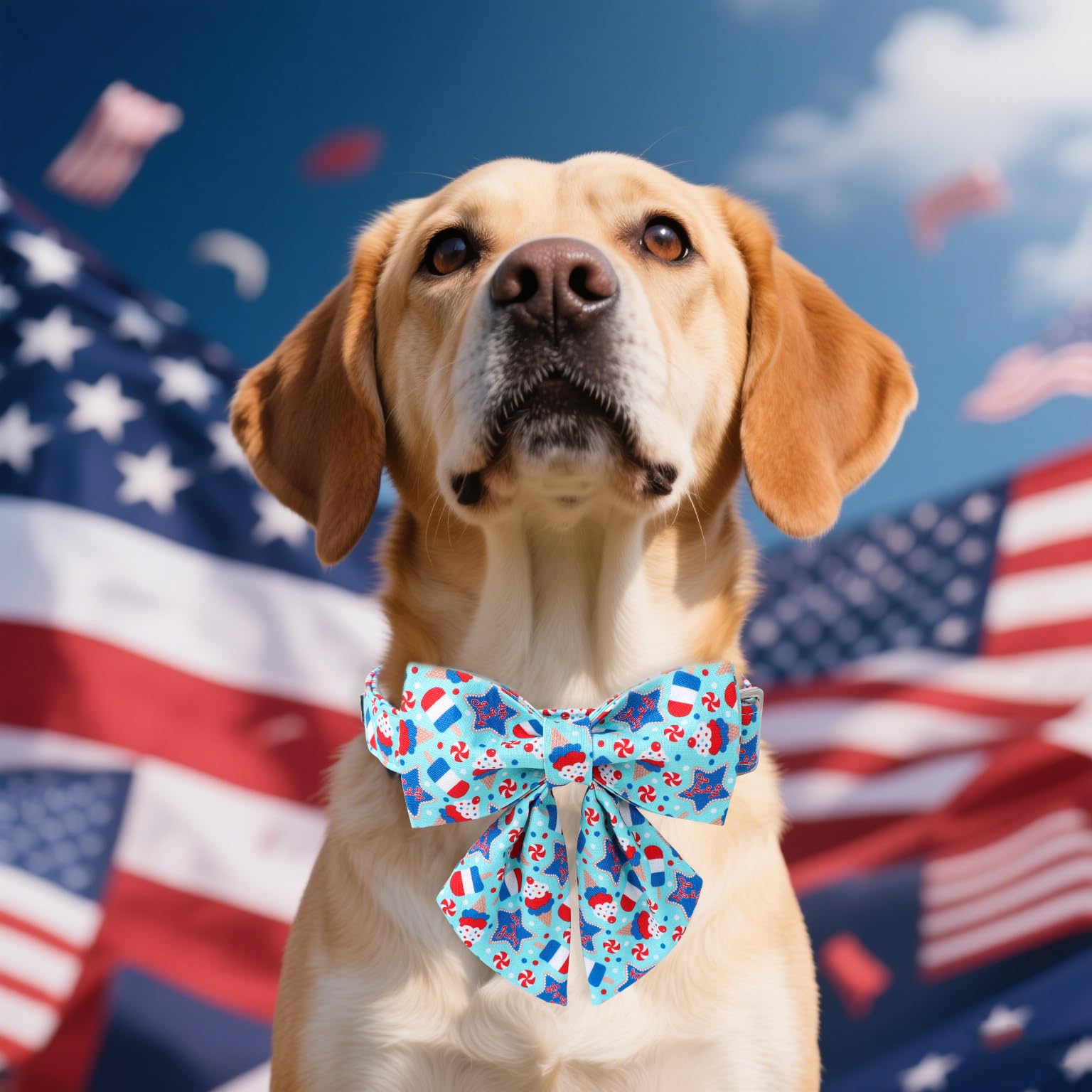 Maca Bates American Flag 4Th Of July Dog Collar With Sailor Bow 4 Of 7 For Dogs Tie Adjustable Durable Icecream Patriotic Usa Co