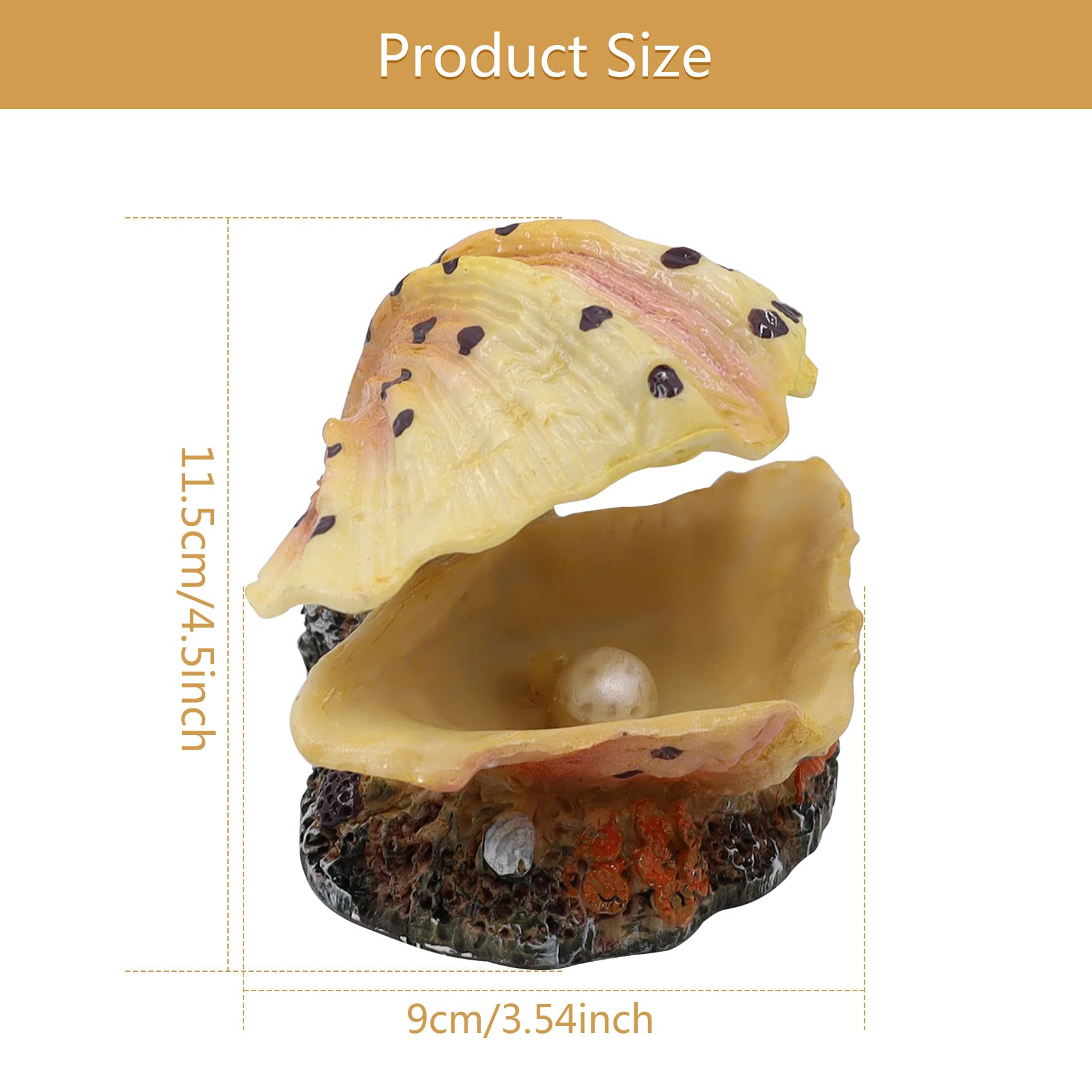 Abnaok Aquarium Shell Decoration, Tropical Clam Live-Action Ornament, For Fish Tank Aerating, Aquarium Oxygenated - Shell Pearl Air Stone Bubble Decoration