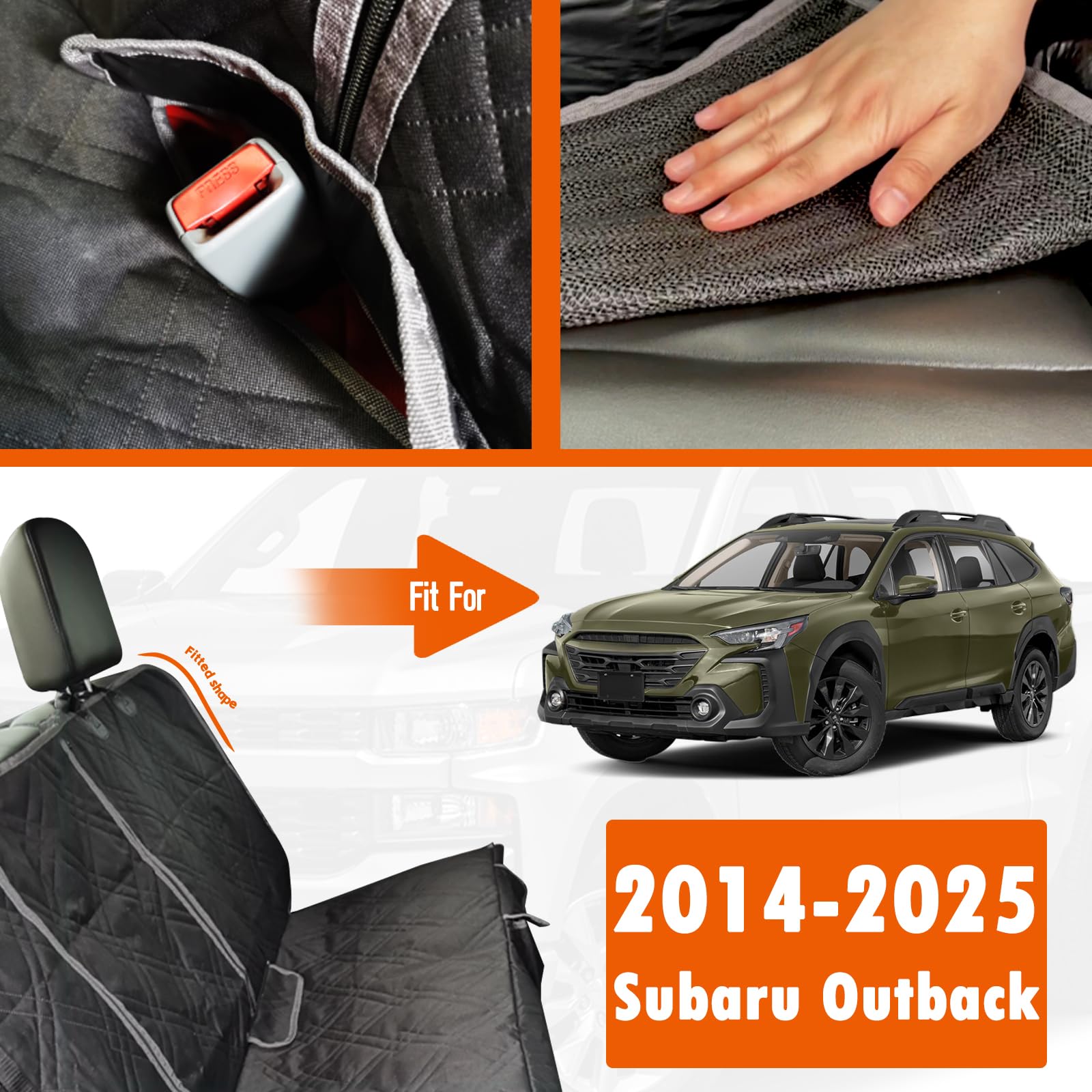 Kistrba Dog Car Seat Cover Compatible With Subaru Outback 2014-2024 2025, Waterproof Pet Bench Seat Cover For Back Seat, 600D He