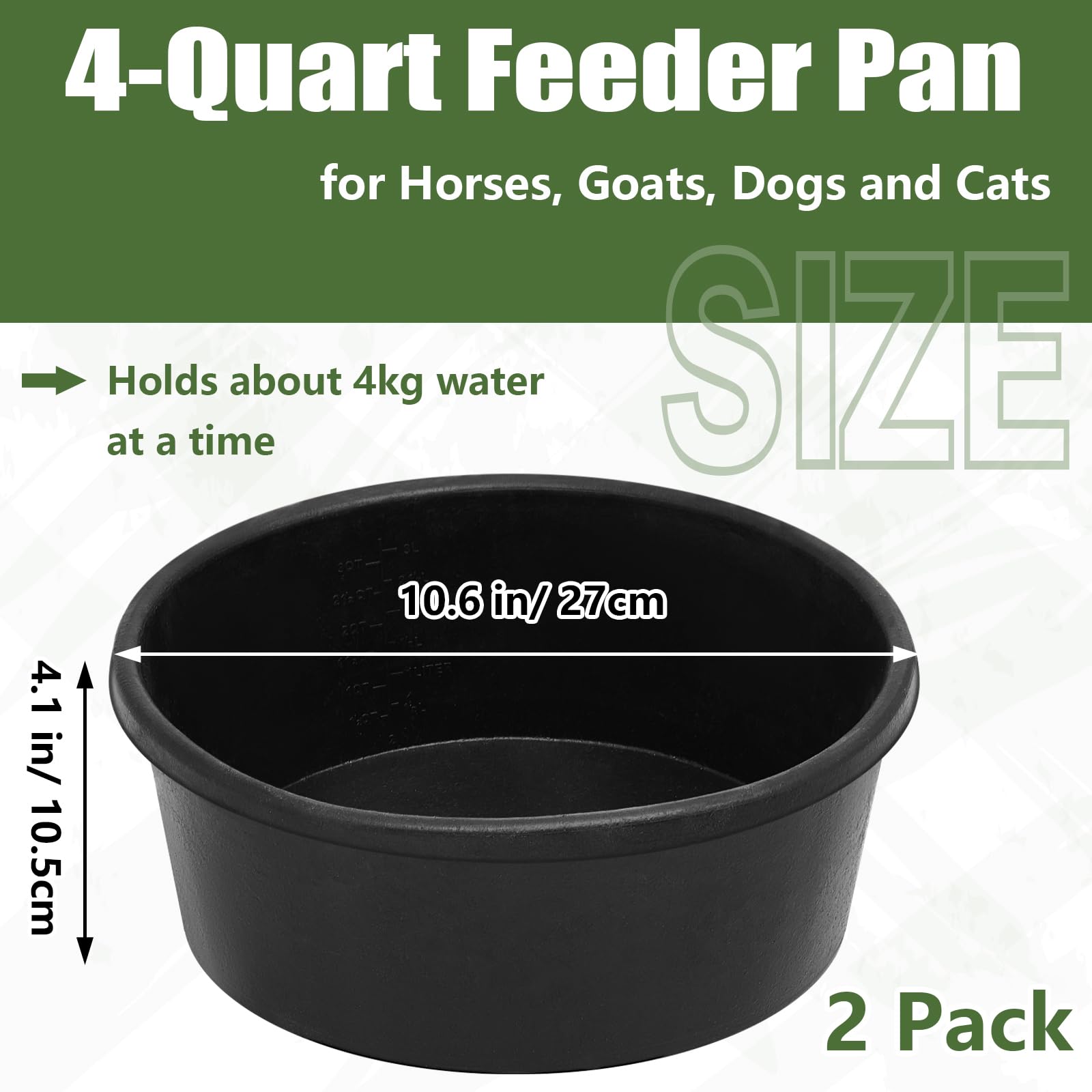 Sadnyy 4 Pcs Rubber Feeder Pan, Rubber Feed Pan Utility Horse Feed Bucket Dog Bowl Horse Feeder for Cats Dogs Goats Chicken Dust