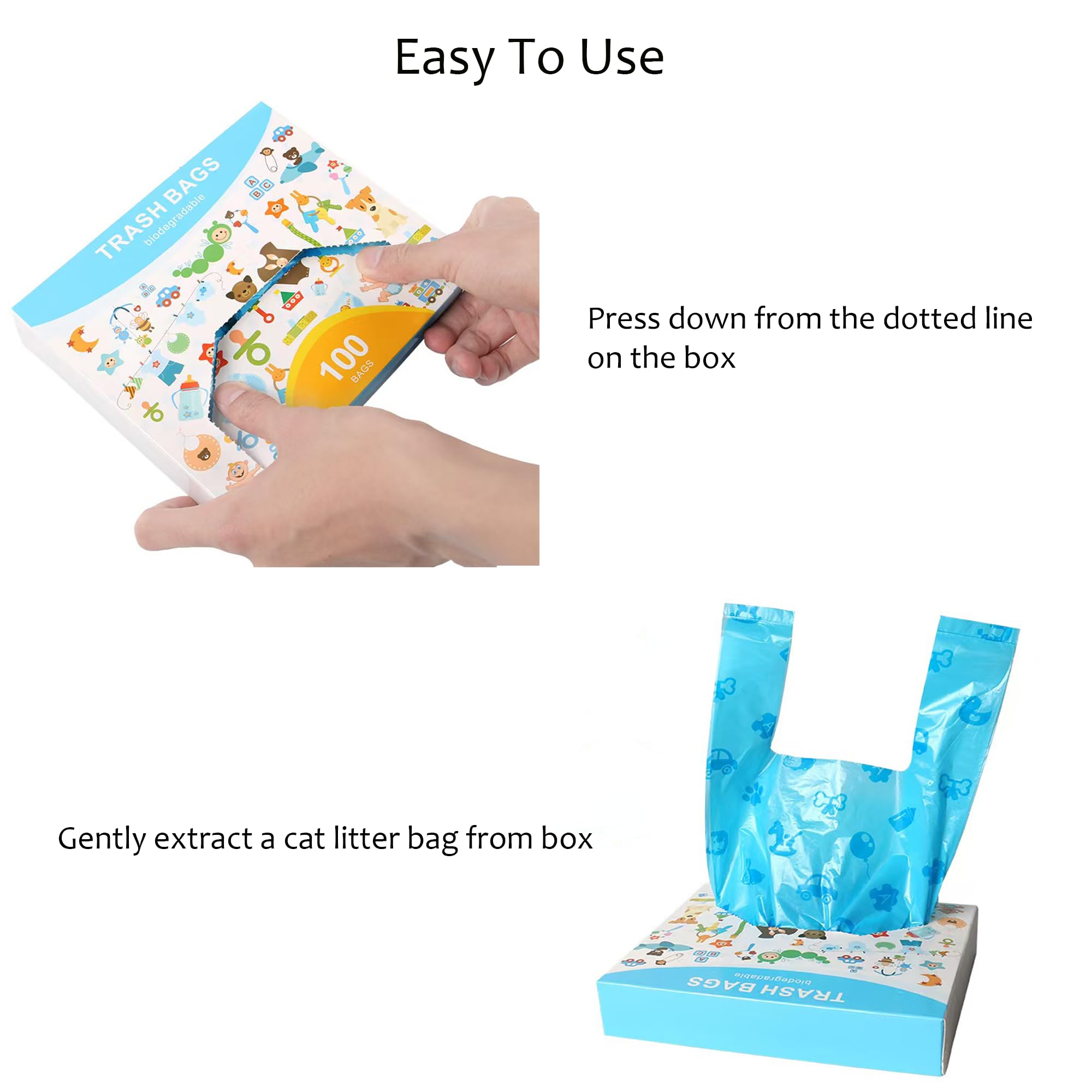 Cat Litter Bags With Handles, Disposal Litter Bags For Pet Poop, Dog Poop Bag Extra-Thick Kitty Cat Waste Bags, Suitable For Cat