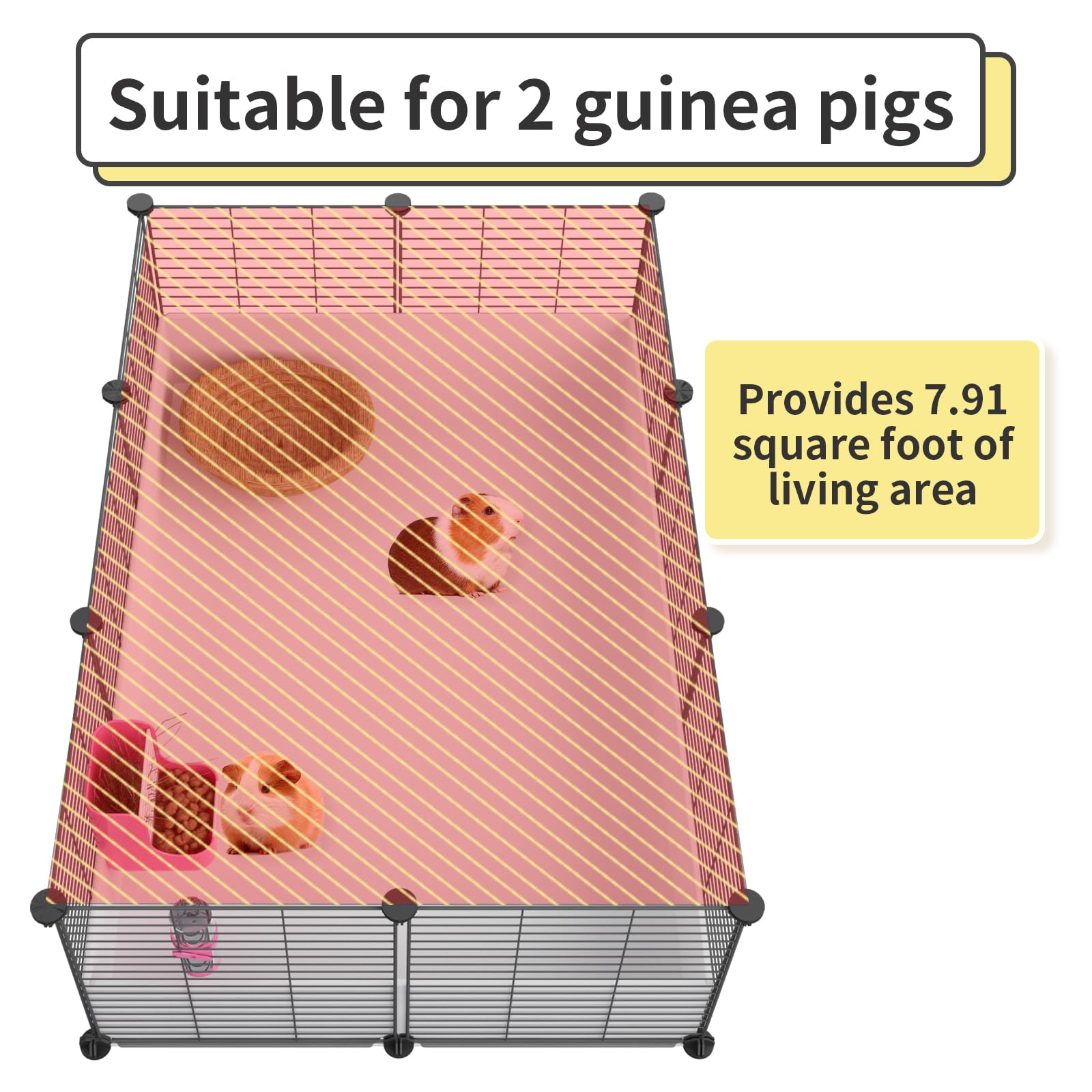 Oneluck Guinea Pig Cage, Indoor Habitat With Waterproof Plastic Bottom, Playpen For Small Pet Bunny, Turtle, Hamster, Partition