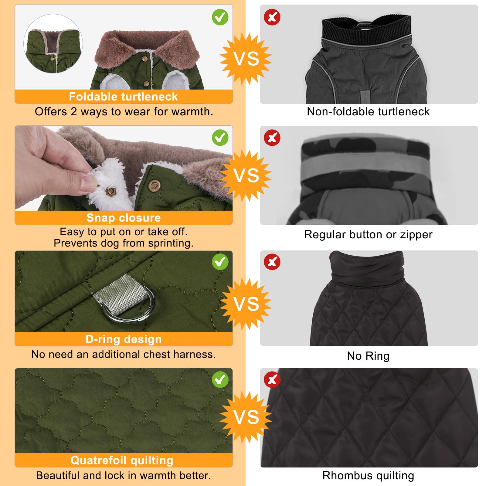 BEAUTYZOO Winter Dog Coat with Harness Built in, Warm Dog Puffer Jacket Vest Padded Fleece Cold Weather Dog Coats Windproof Wate