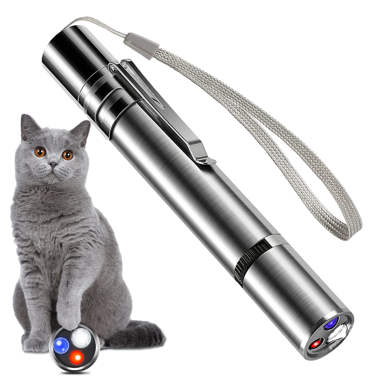 Tefire Laser Pointer Cat Toys With Torch And Money Detectorbuilt-Inbattery Usb Charging 7 Modes To Choose From For Teasing And Interacting With Your Pet