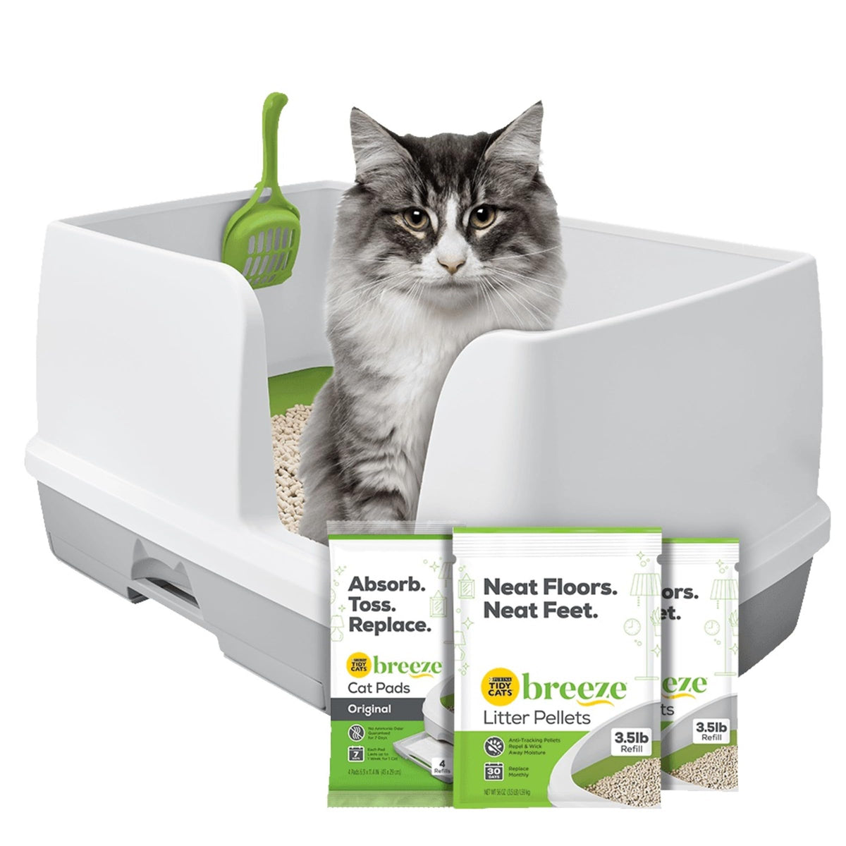 Purina Tidy Cats Non Clumping Litter System, Breeze Xl All-In-One Odor Control & Easy Clean Multi Cat Box - 18 Lb. Box