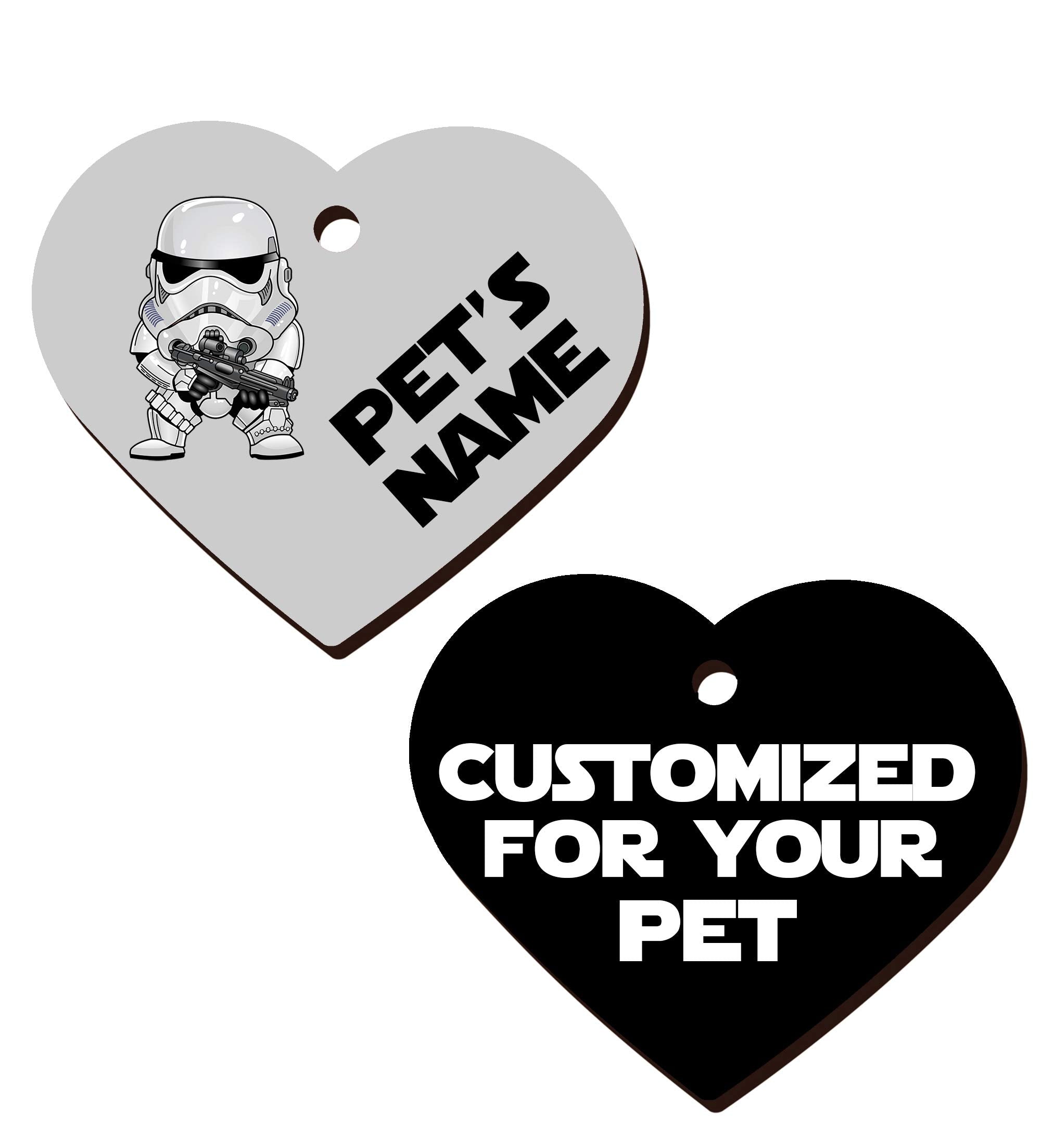 Double Sided Pet Id Tags For Dogs & Cats Personalized For Your Pet (Stormtrooper, Heart Shaped)