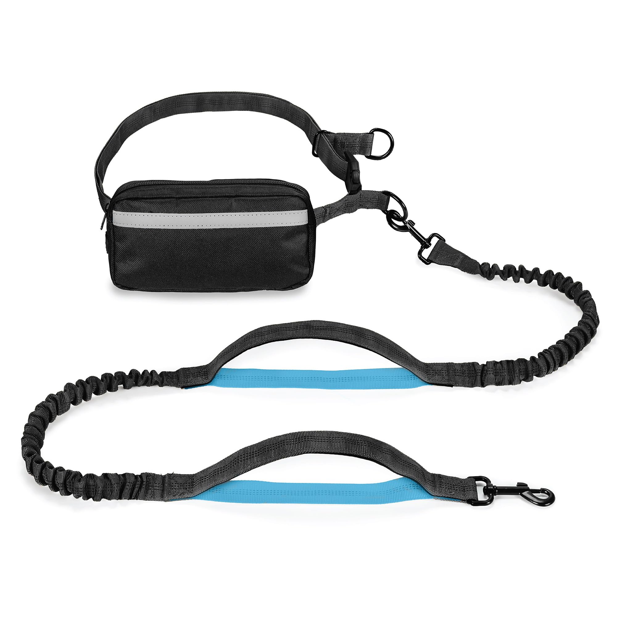 Squirrel Products Hands Free Dog Leash With Hip Belt/Crossbody Strap, Zipper Pouch, And Shock Absorbing Bungee For Walking Or Jo