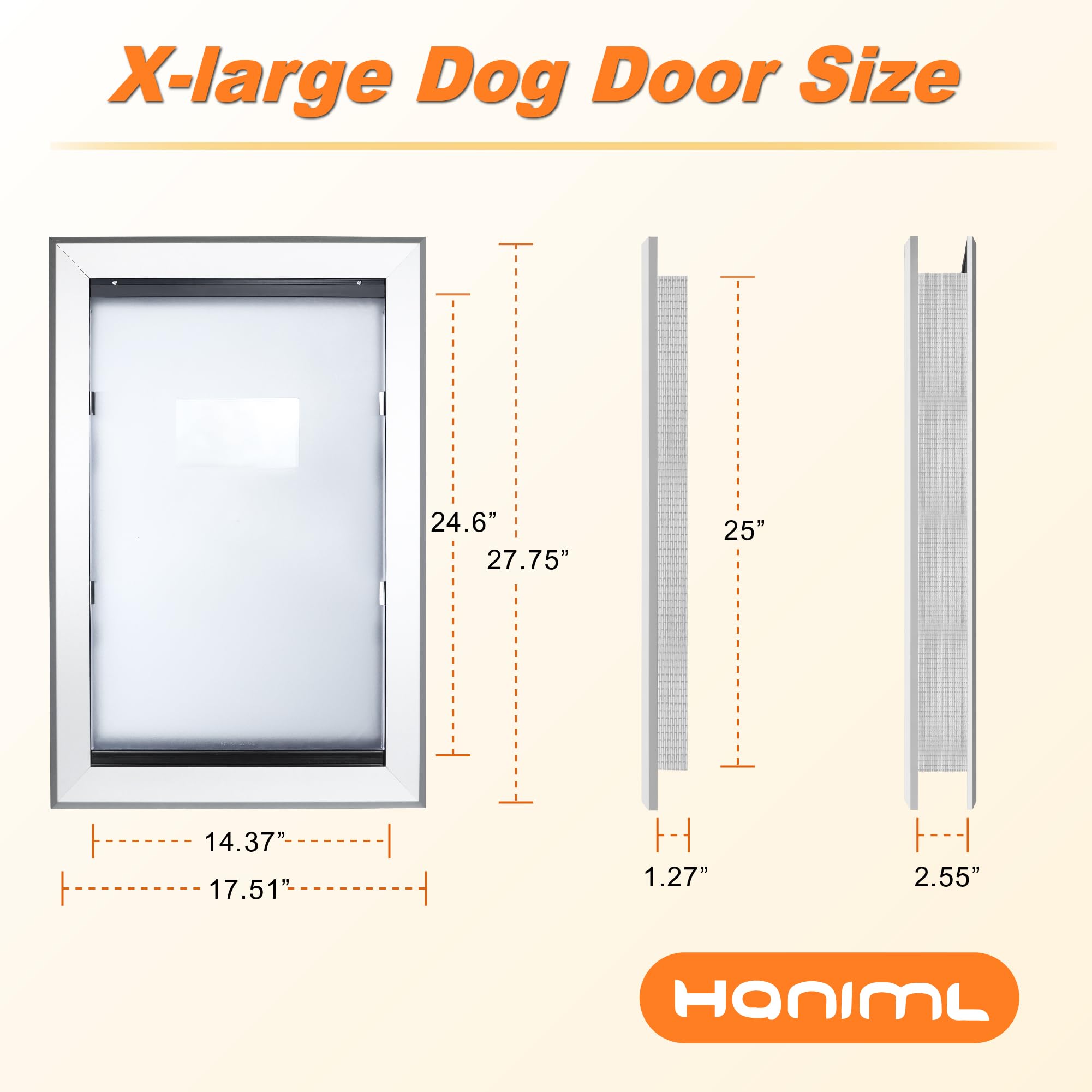 Haniml Extra Large Dog Door - Heavy Duty Aluminum, Extreme Weather, Dual Flap, Lockable For Large & Extra Large Dogs Up To 220 L