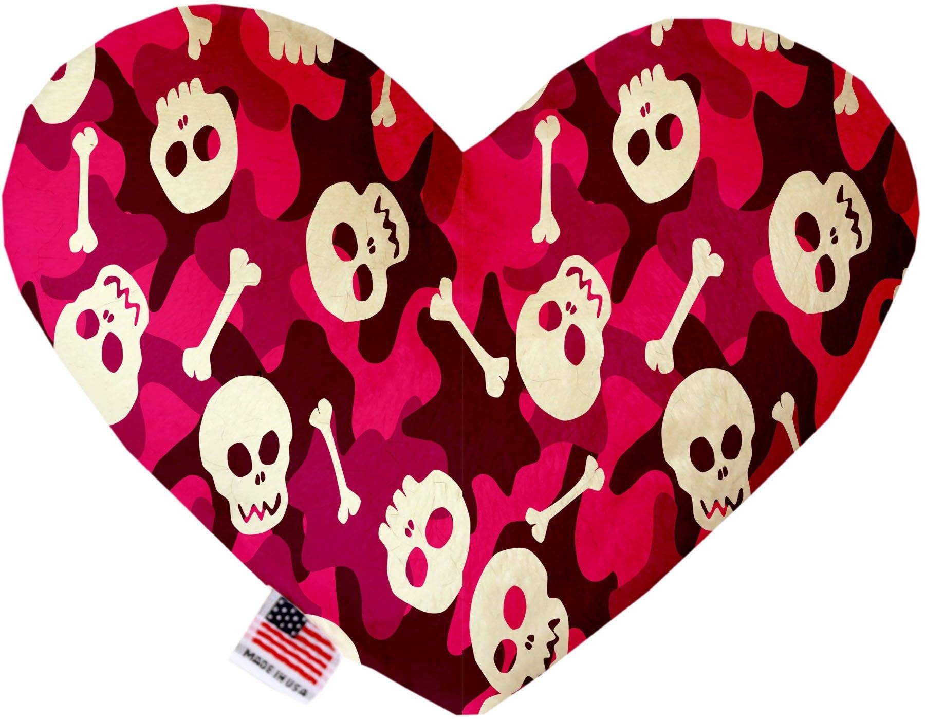 Pet and Dog Plush Heart or Bone Toy, &quot;Skulls Group&quot; (Available in different sizes, and 12 different pattern options!) Skater Skulls 8&quot; Plush Heart