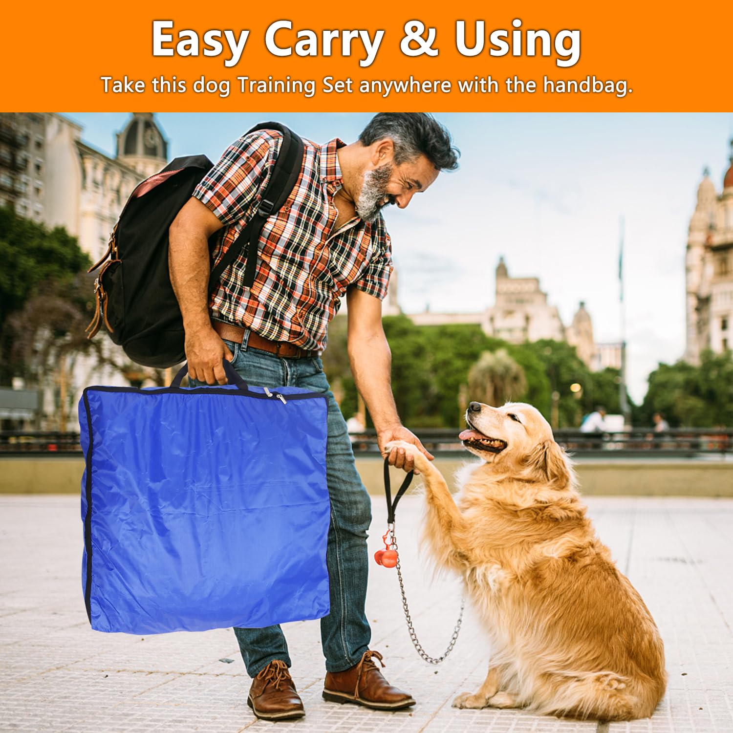 Dog Agility Training Equipment Set Outdoor Indoor Game, Tire Jump + Hurdle Jump, Tunnel, Weave Poles, Pause Box, 2 Toy Balls, 2