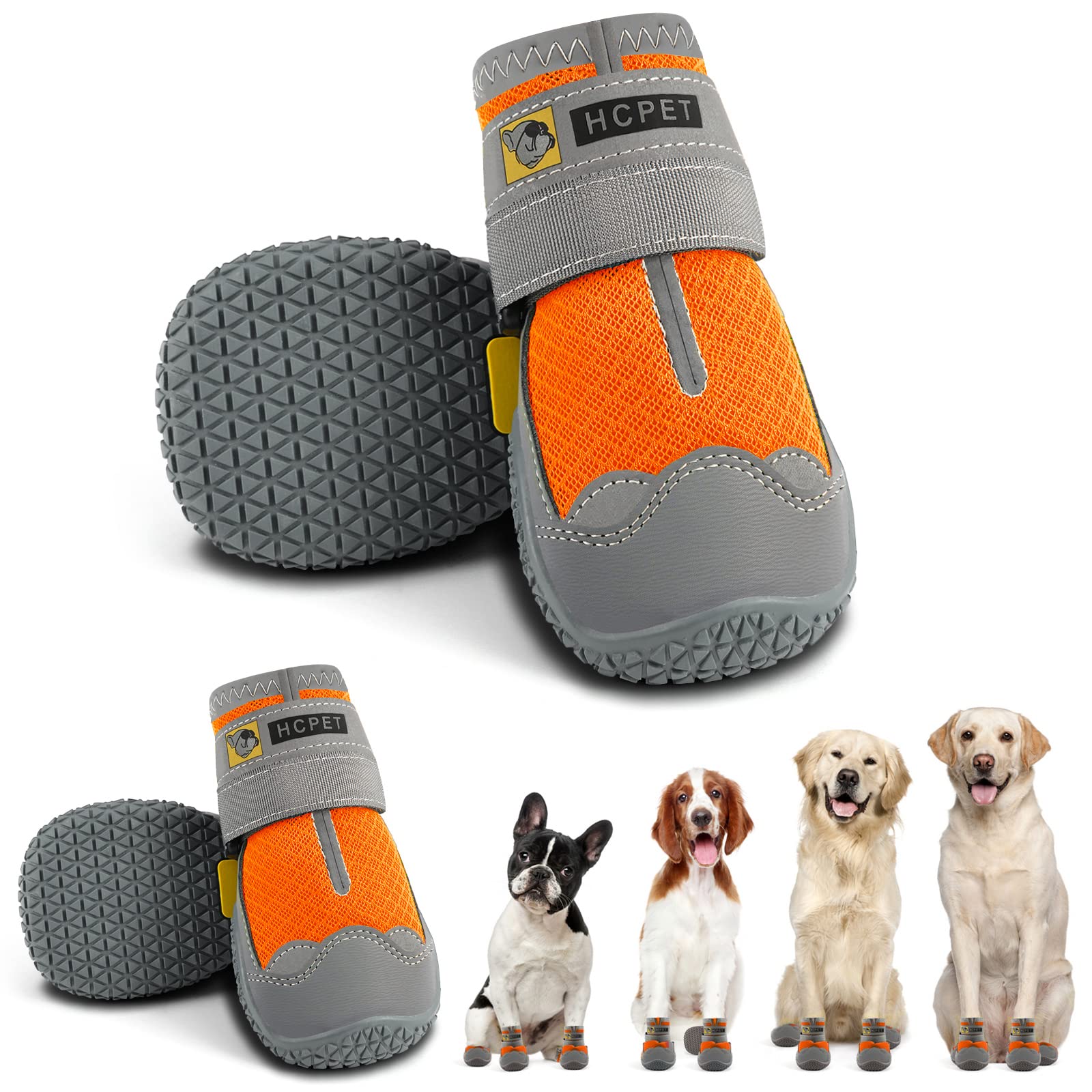 Hcpet Dog Shoes For Large Dogs, Breathable Dog Booties For Small Medium Dogs, Anti-Slip Dog Boots & Paw Protectors For Hot Pavem