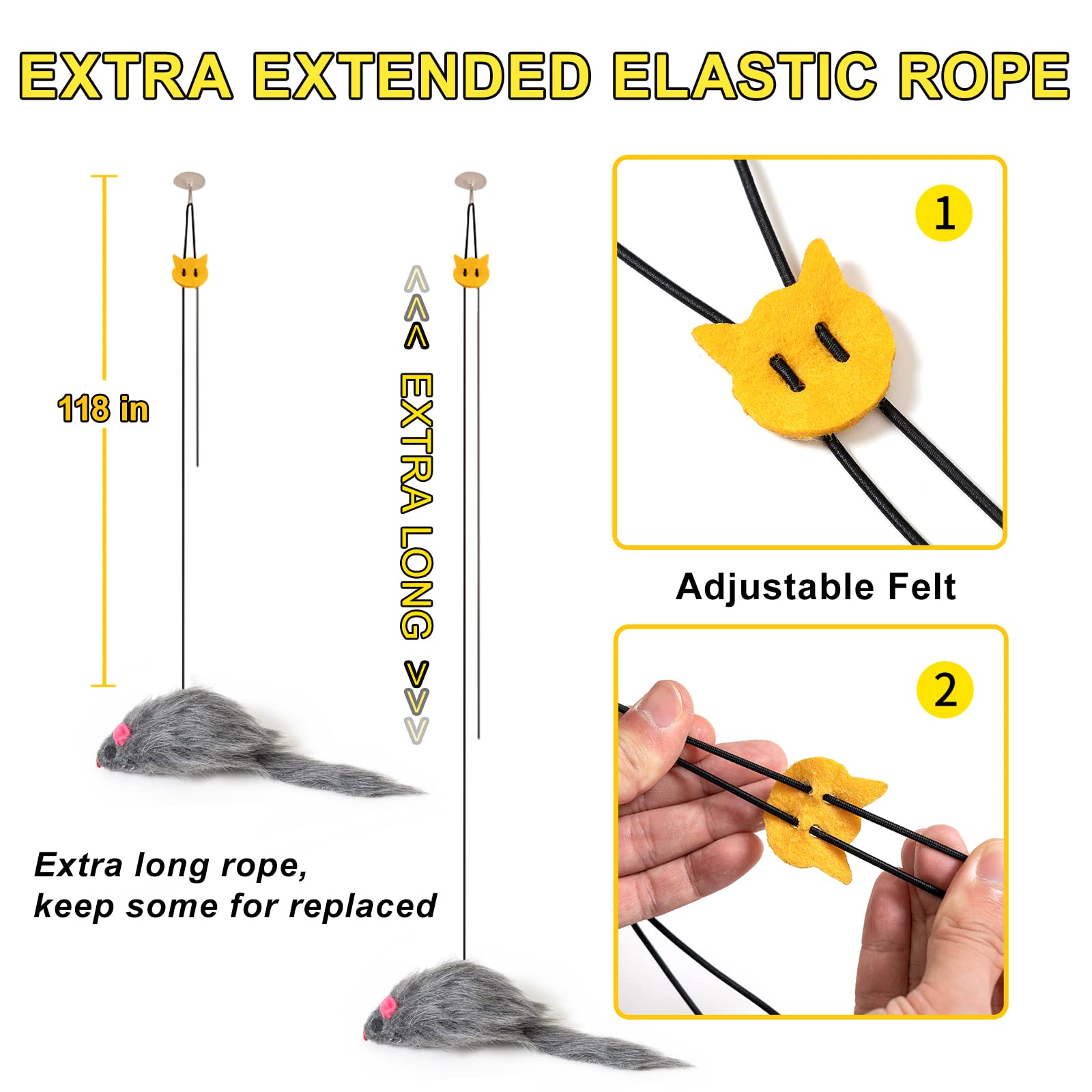 Mintcat Hanging Cat Toy - 2Pcs Interactive Cat Feather Toys For Mental Physical Stimulation, Retractable Teaser Kitten Toys For