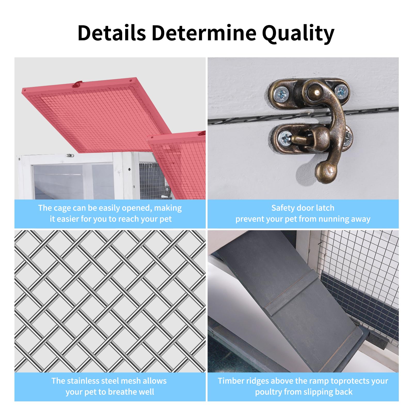 2-Story Guinea Pig Cages Wooden Indoor Rabbit Hutch Hamster Cage With Openable Roofs, Removable Tray And Wide Ramp, Small Animal