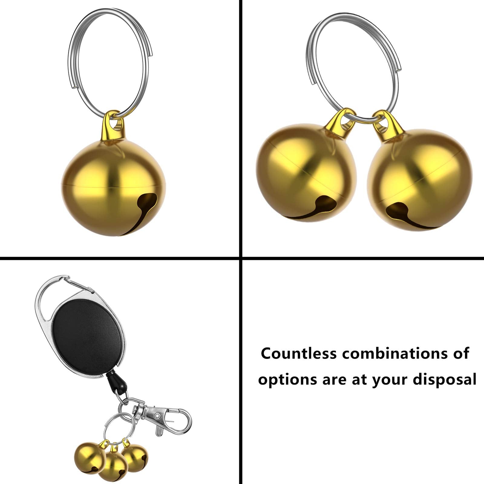 Outus 24 Sets Of Cat Bells For Cat And Dog Collar Loud Pendant Pet Cat And Dog Bell Pet Pendant Accessories (Gold)