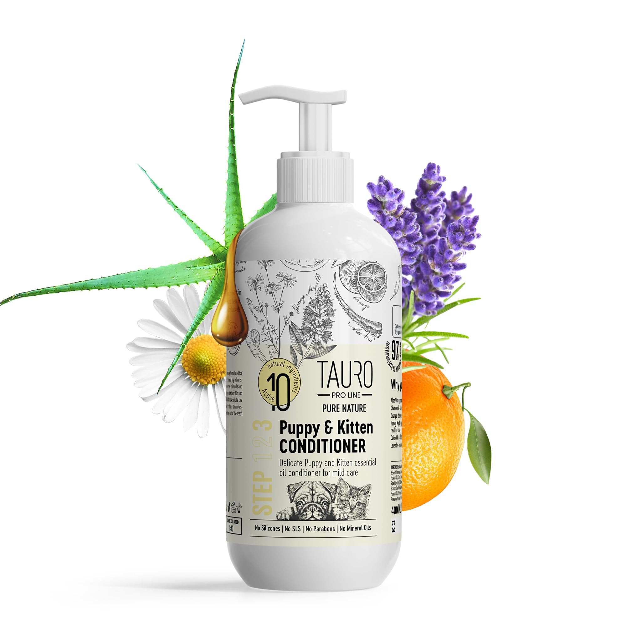 Tauro Proline Pure Nature Delicate Puppy Sulfate Parabens Sls Free Natural Composition Gentle Puppy Conditioner With Essential O