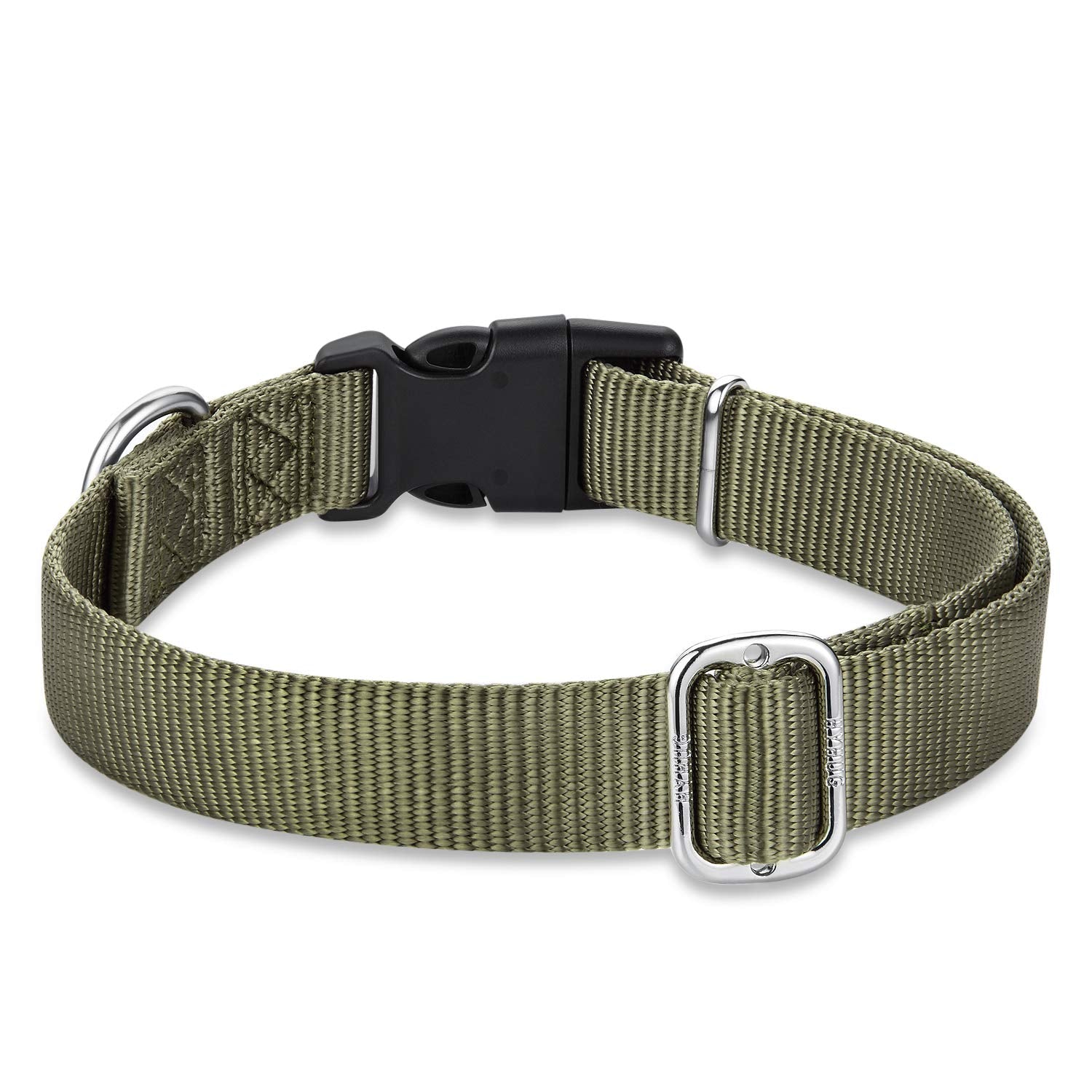 Hyhug Pets Classic Regular Heavy Duty Nylon Dog Basic Collar For Medium Dogs Daily Use Walking Jogging. (Medium, Military Green)