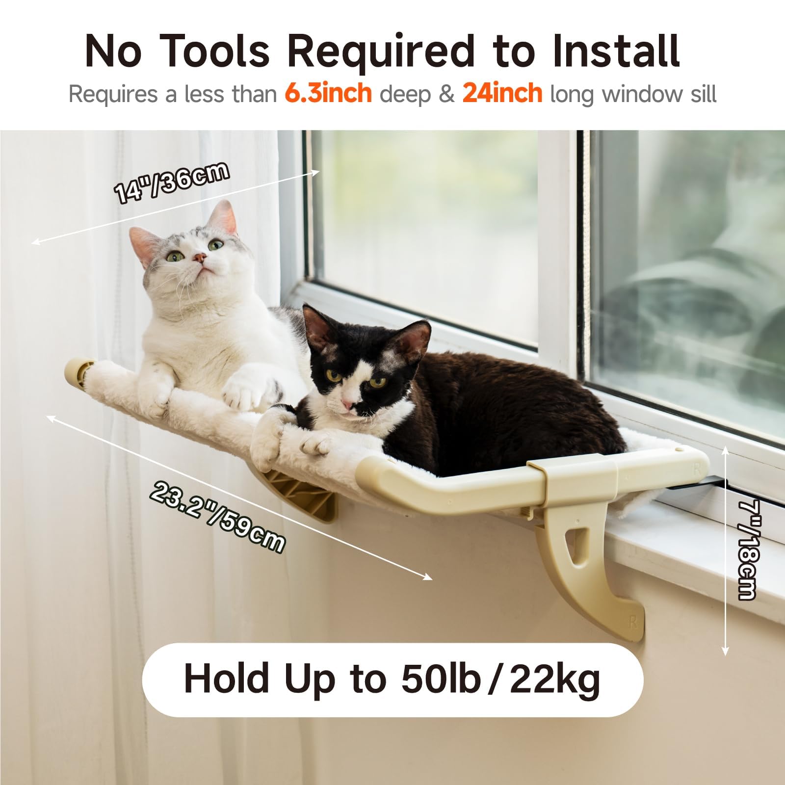 Mewoofun Window Sill Perch For Indoor Cats, One-Step Sliding Clamping Slot Adjustment Cat Hammock With Removable Covers, Bed For