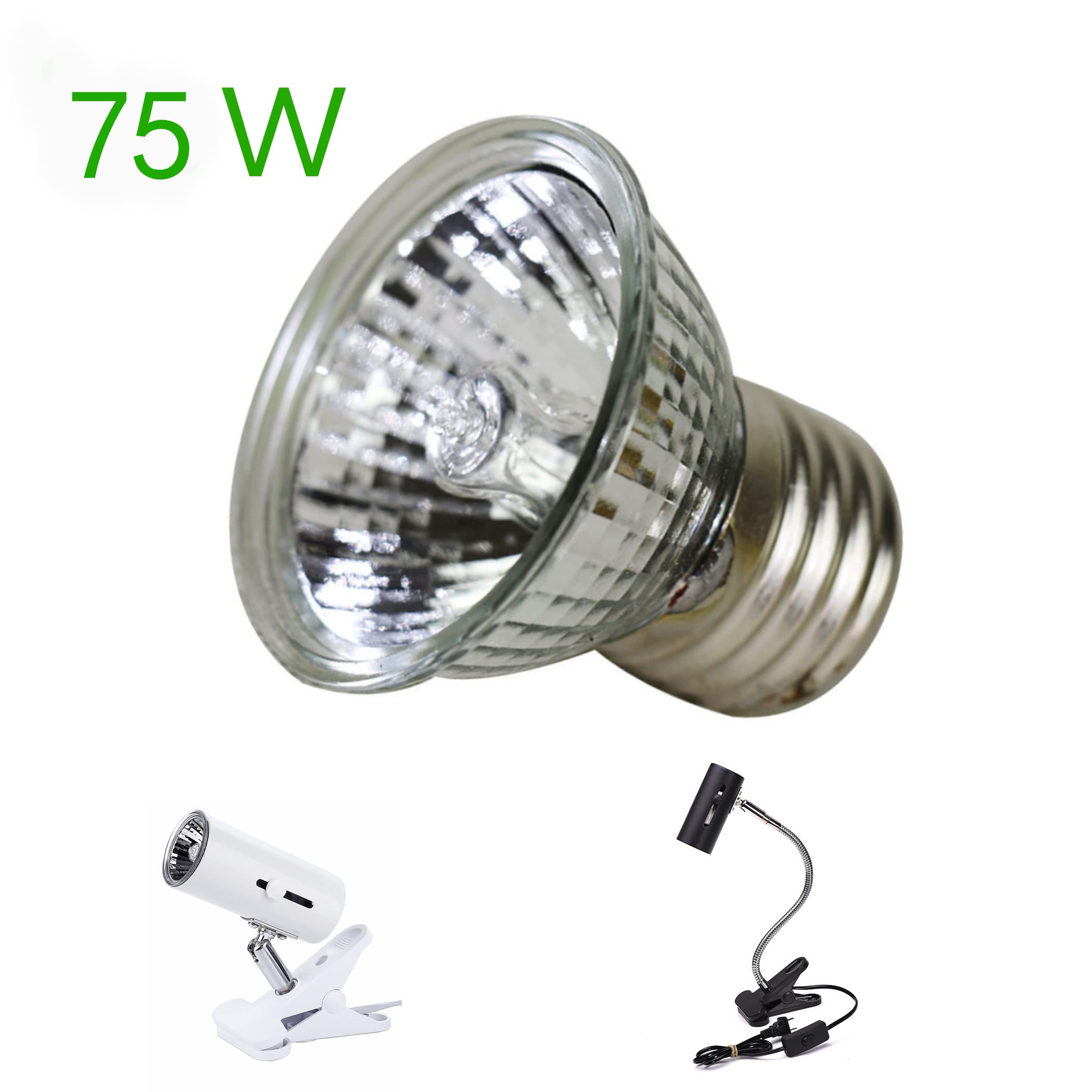 CALPALMY 4-Pack 75W UVA+UVB Bulbs | Heat and Light for Reptiles and Amphibian Tanks, Terrariums and Cages | Works with Various L