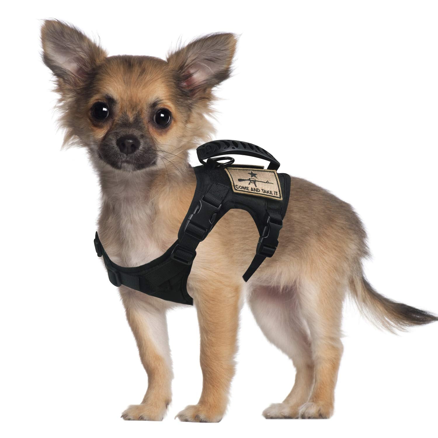 Tactical Dog Training Harness Outdoor Working Vest Adjustable Military MOLLE Dog Vest Harness with Rubber Handle X-Small (Pack o